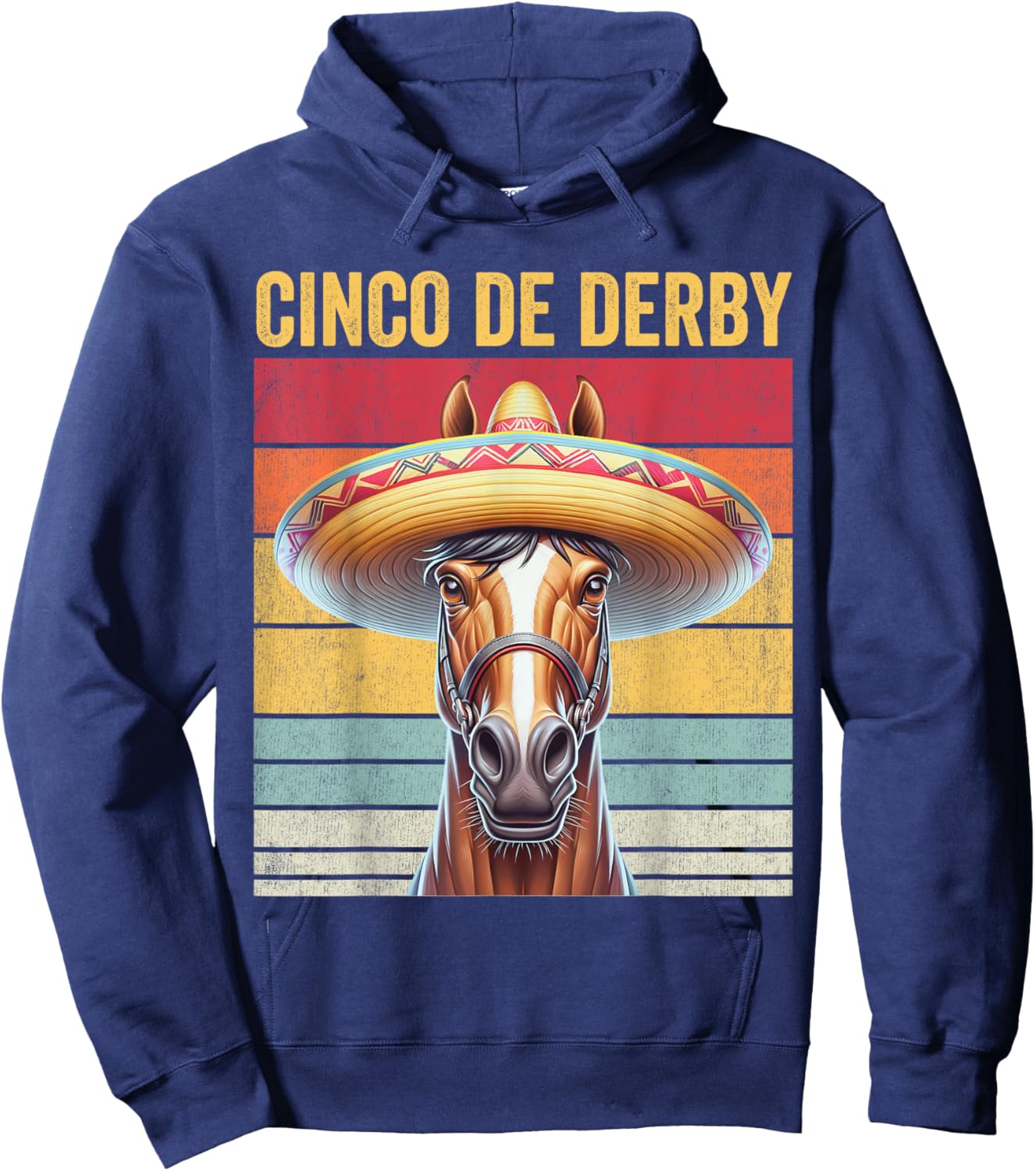 Cinco De Derby, Funny Racehorse, Cinco De Derby Hoodie - Hoodie | Navy