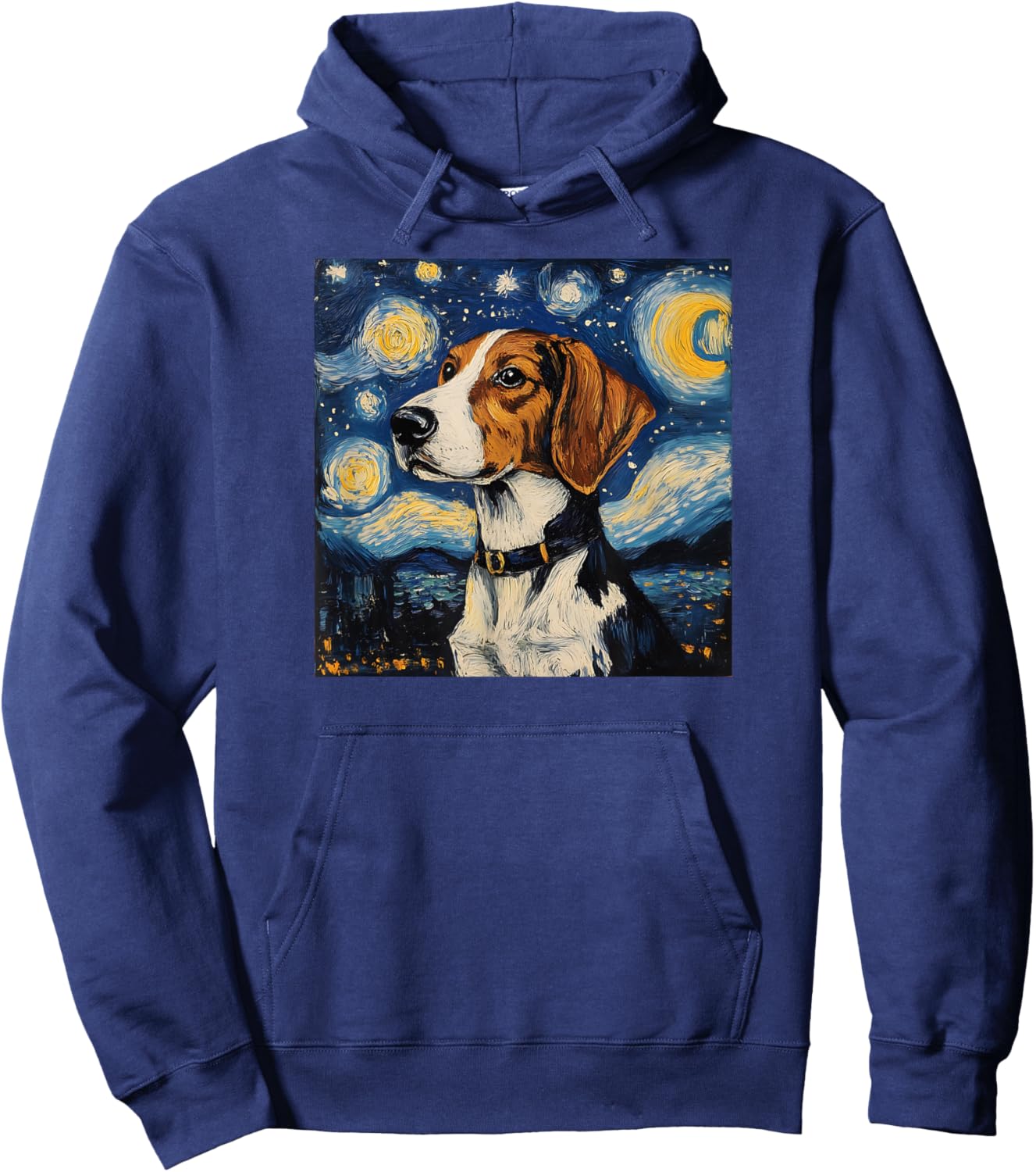Cute American Foxhound Starry Night Dog Art Hoodie - Hoodie | Navy
