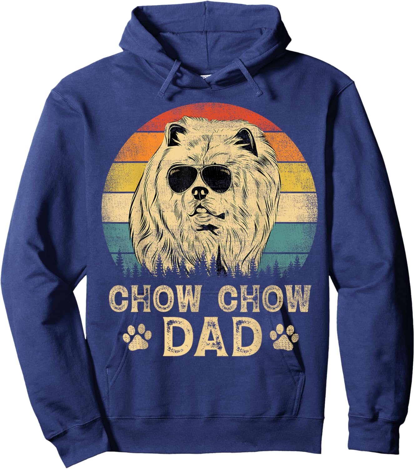 Vintage Chow Chow Dad Dog Lovers Father's Day Hoodie - Hoodie | Navy