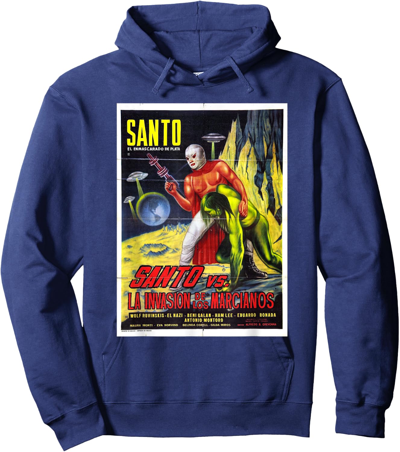 Santo El Enmascarado de Plata Retro Vintage Hoodie - Hoodie | Navy