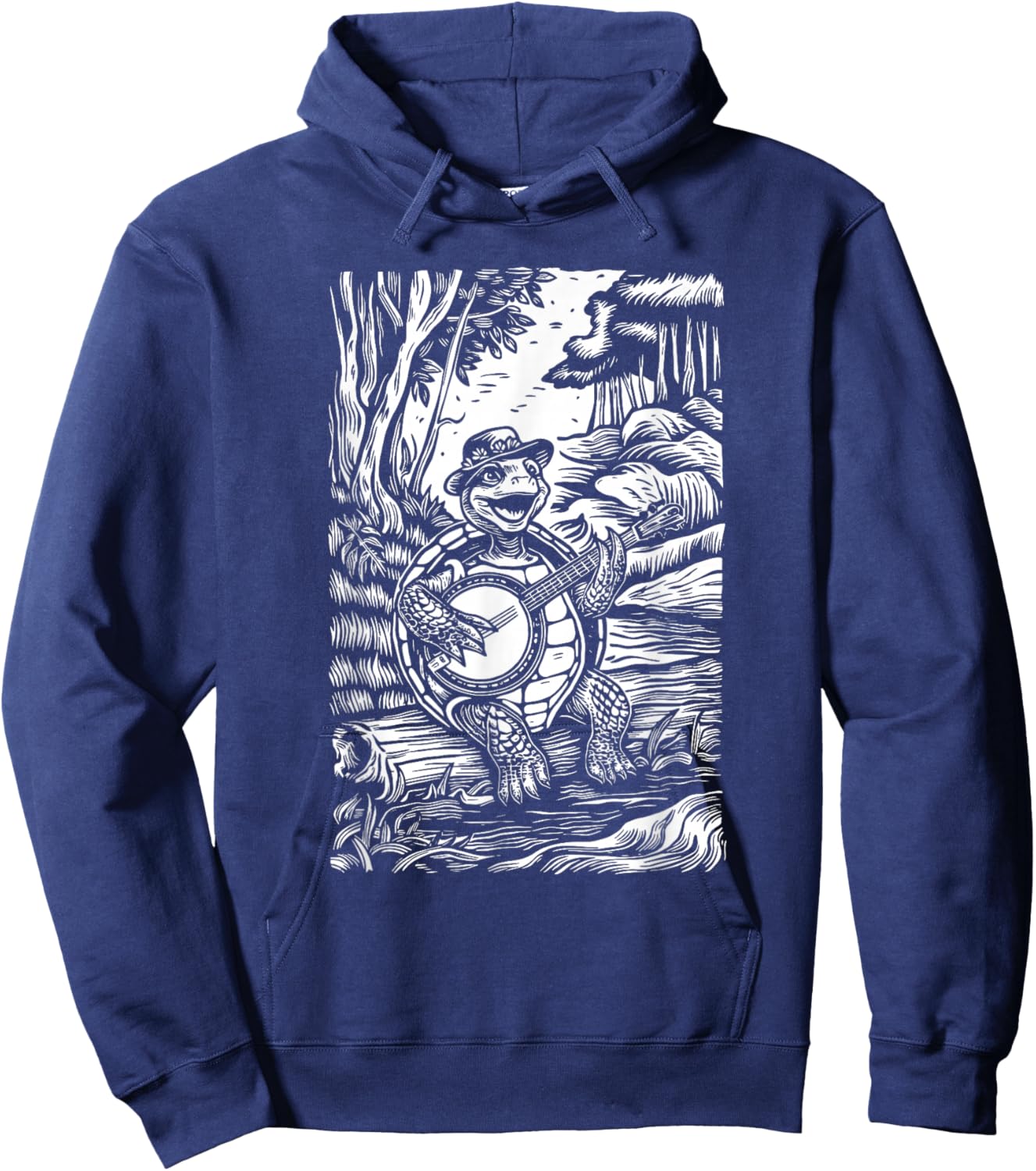 Happy Terrapin BanjoPlayer Folk Music Bluegrass Hoodie - Hoodie | Navy