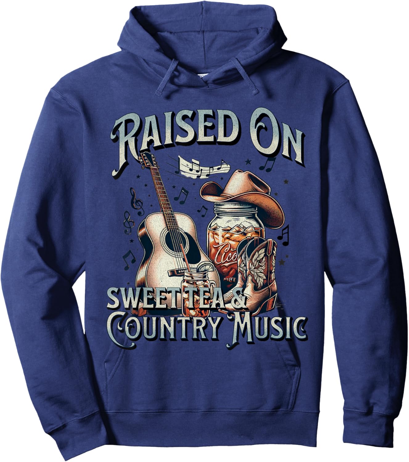 Raised On Sweet Tea And Country Music Hoodie - Hoodie | Navy