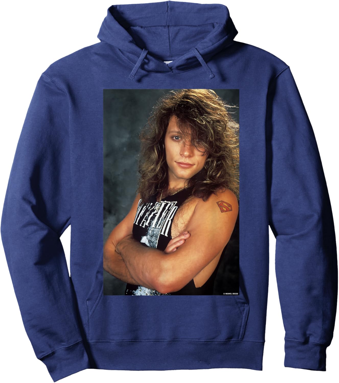 Portrait of Jon Bon Jovi 1990 by Michael Grecco Hoodie - Hoodie | Navy