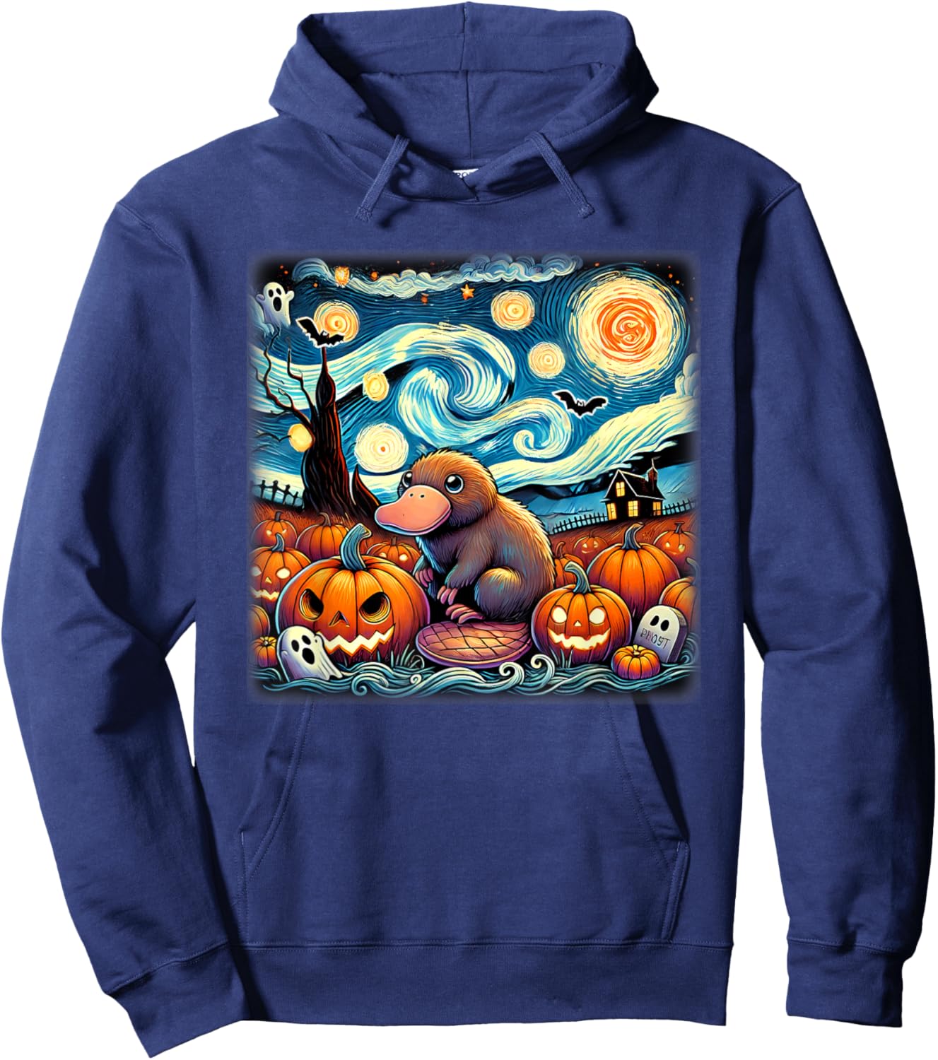 Starry Night Platypus Halloween Hoodie - Hoodie | Navy