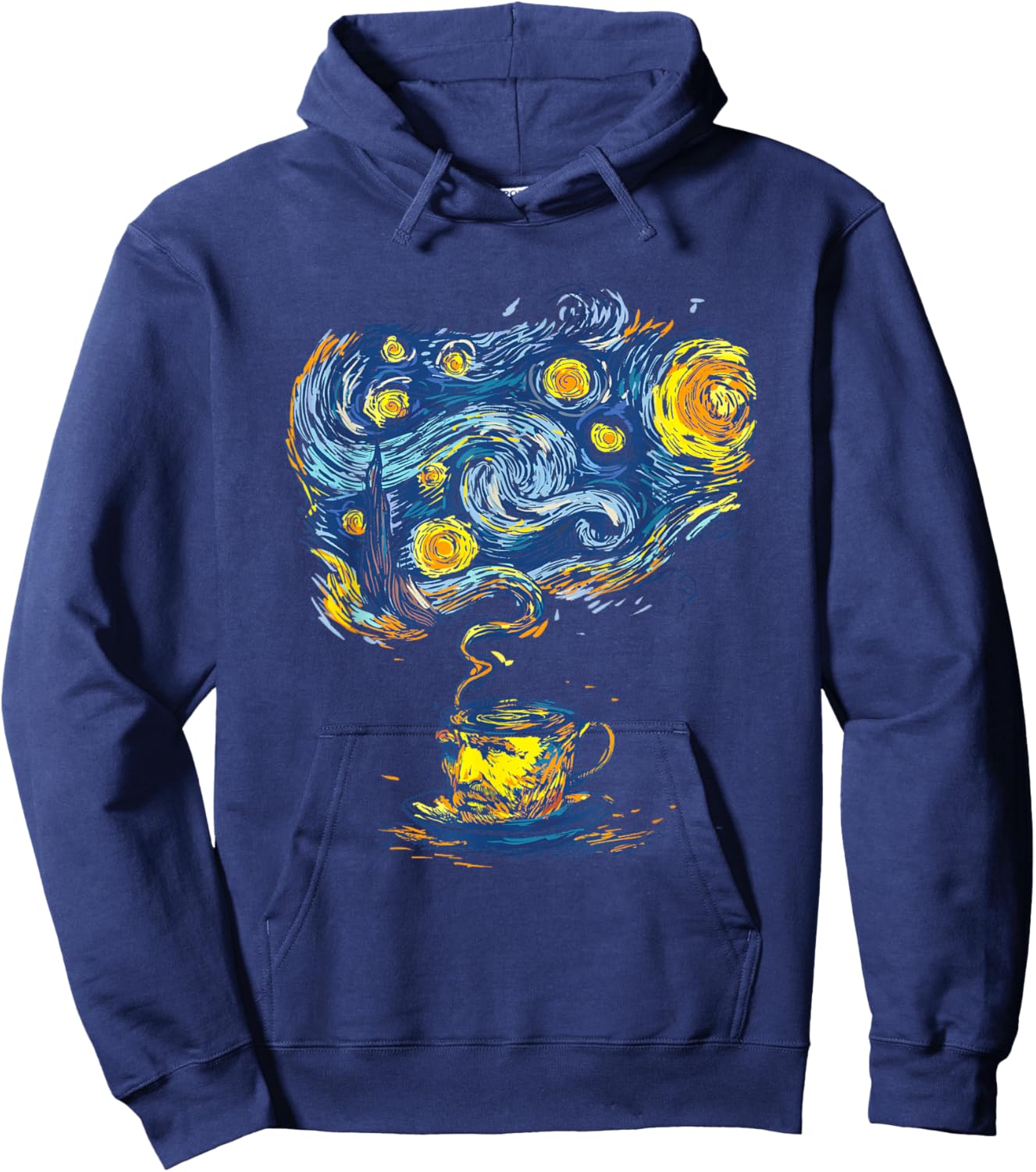 Van Gogh Head Mug Starry Night Hoodie - Hoodie | Navy
