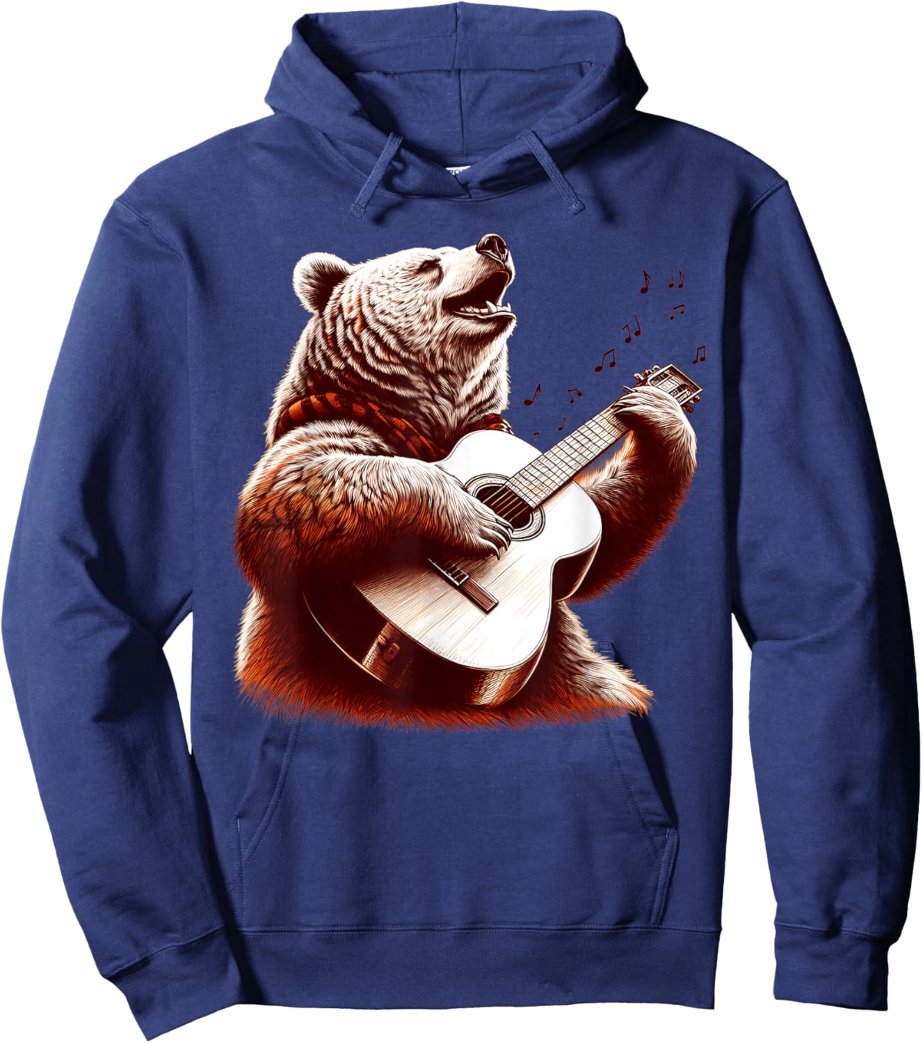 Bear Playing Guitar Funny Rock Music Guitar Hoodie - Hoodie | Navy