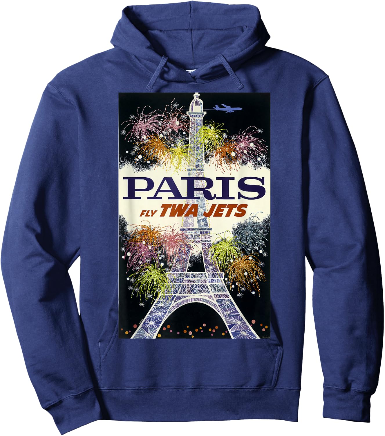 Paris Fly TWA Jets Vintage Retro Poster Print Hoodie - Hoodie | Navy