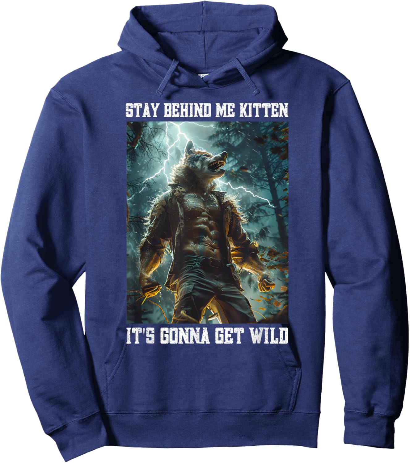 Cringy Werewolf Kitten Wolf Meme Cringe Alpha Hoodie - Hoodie | Navy