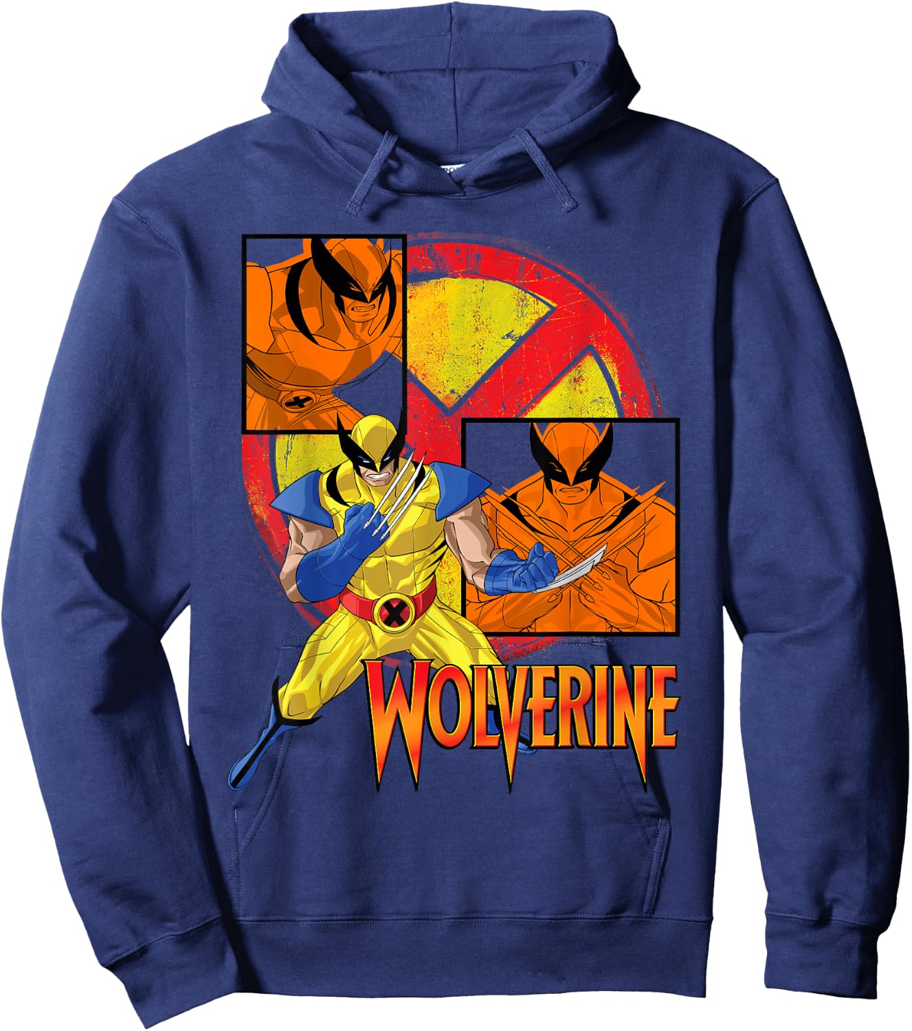 Marvel X-Men Wolverine Collage Panel Logo Hoodie - Hoodie | Navy