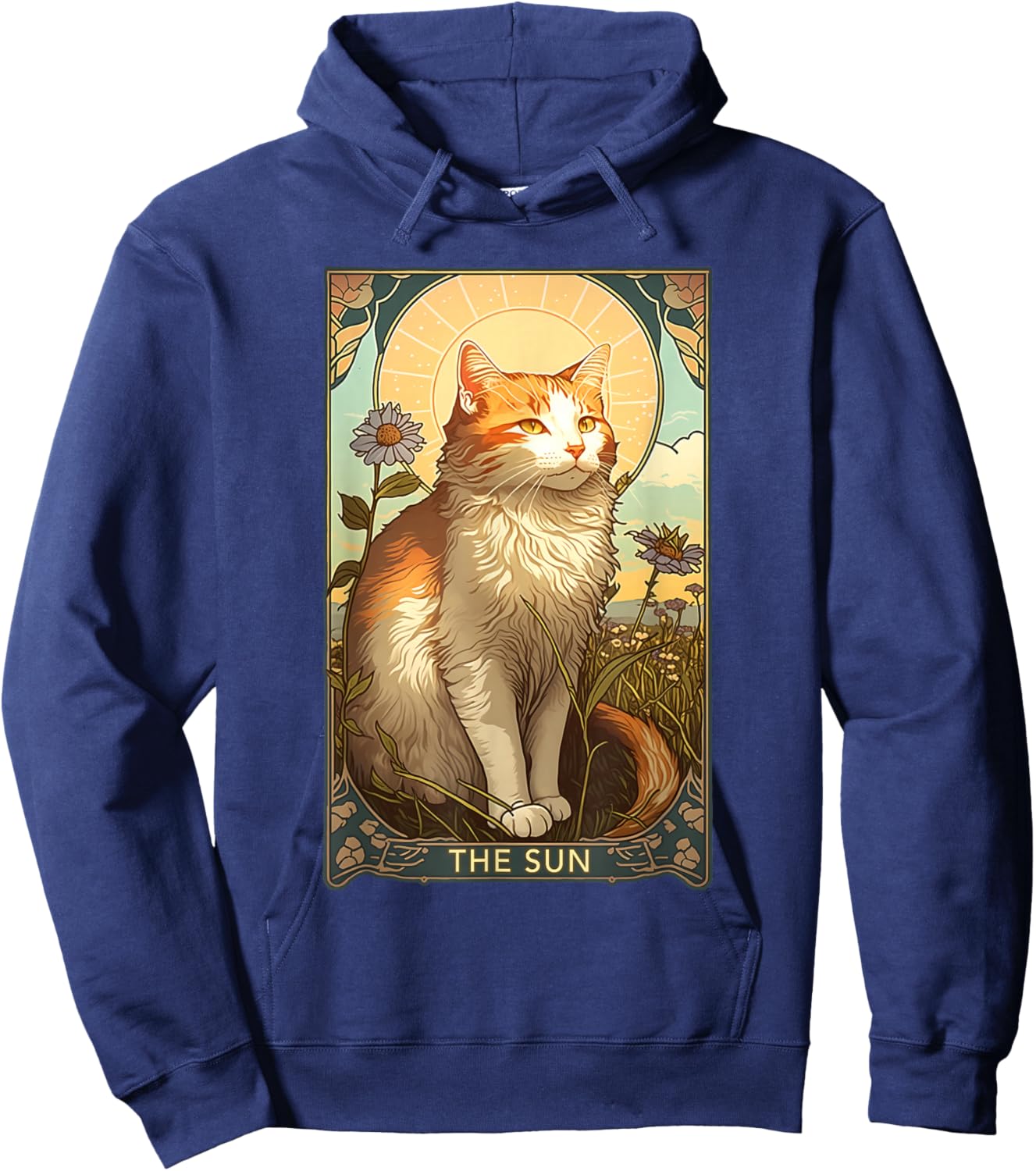 Cat Tarot Card, The Sun Tarot Card, Art Nouveau Hoodie - Hoodie | Navy