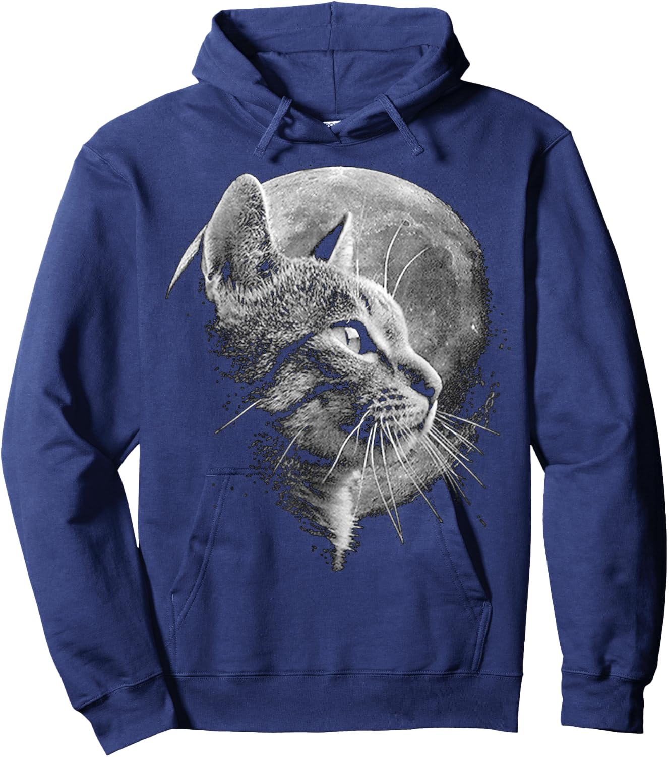 Cute Cat With Moon - Funny Cat Hoodie - Hoodie | Navy
