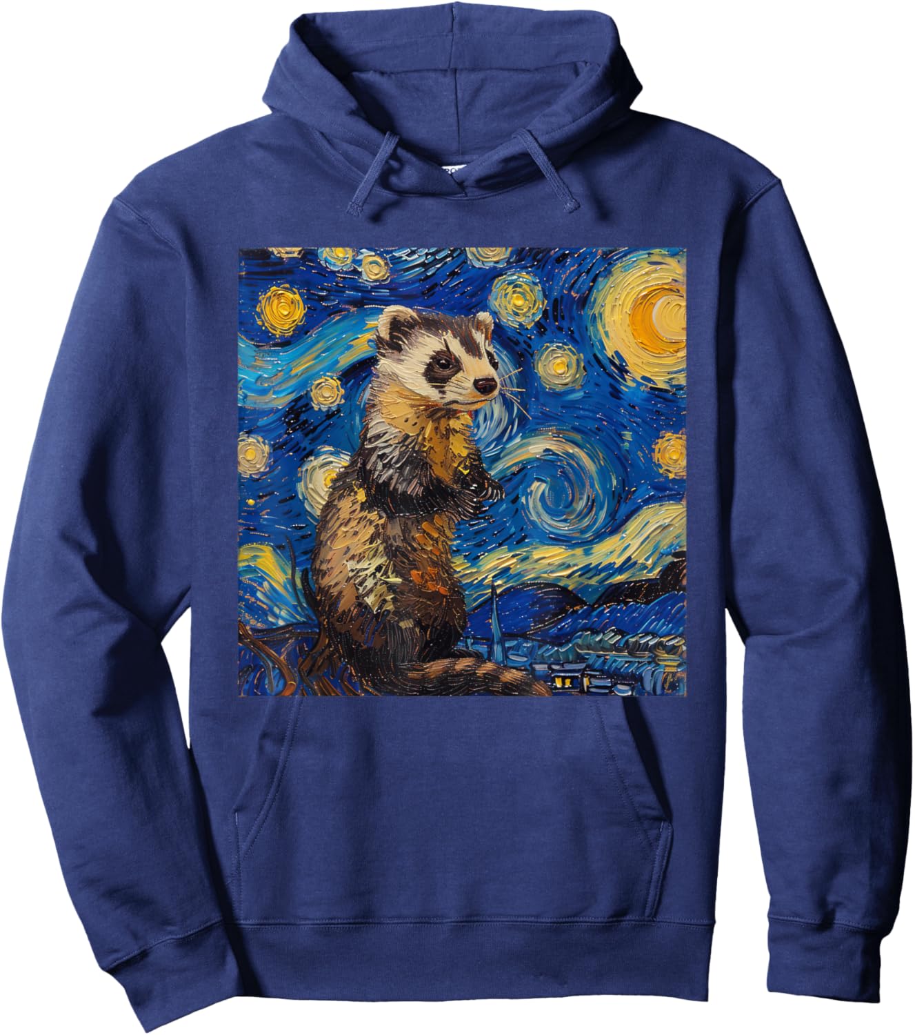 Ferret Van Gogh Starry Night Hoodie - Hoodie | Navy