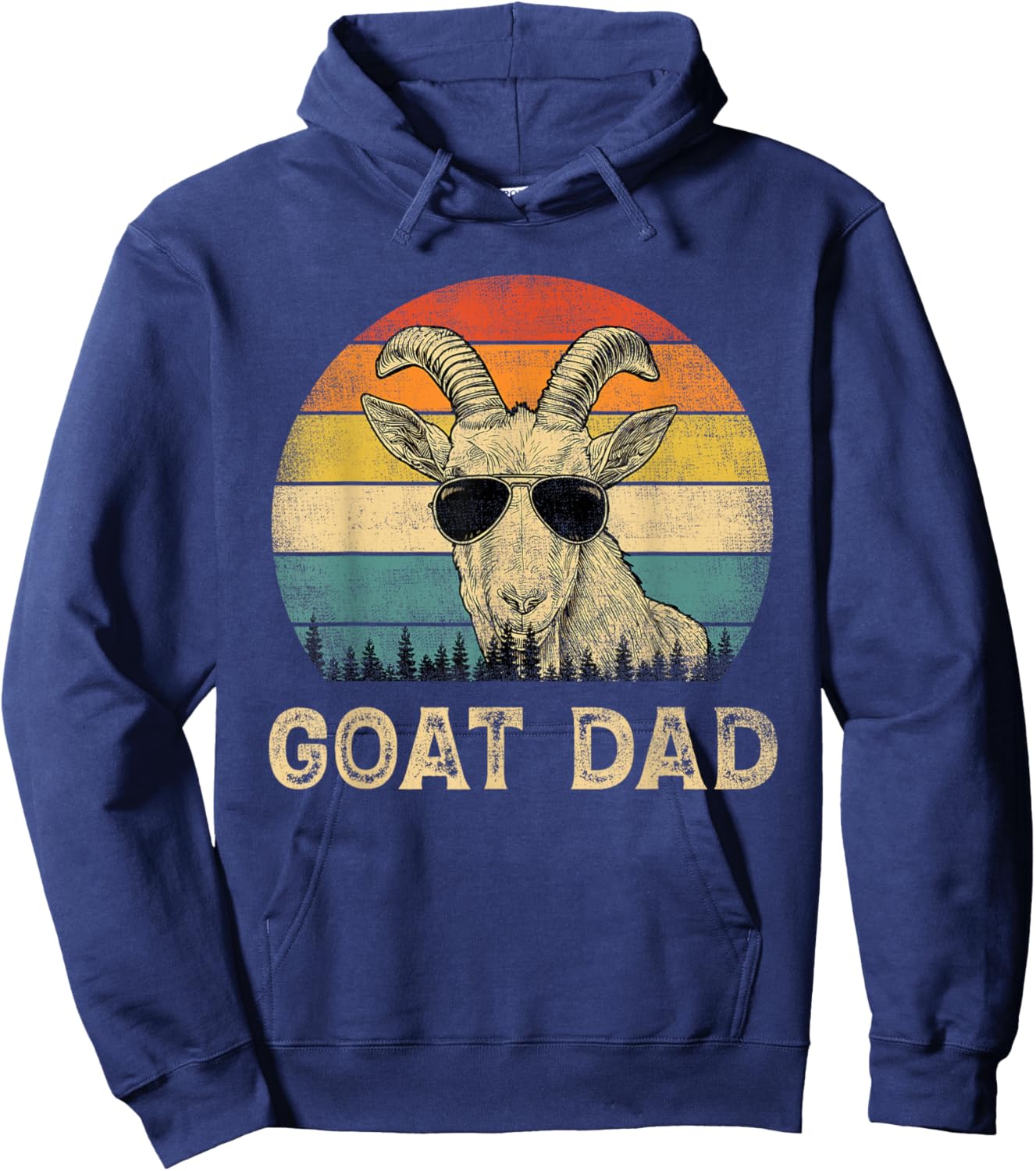 Vintage Goat Dad Goat Lovers Daddy Father's Day Hoodie - Hoodie | Navy