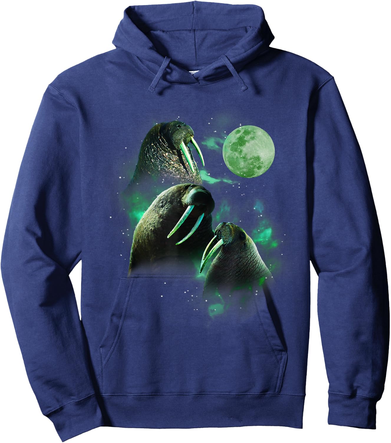 3 Walrus Moon Funny Parody Hoodie - Hoodie | Navy