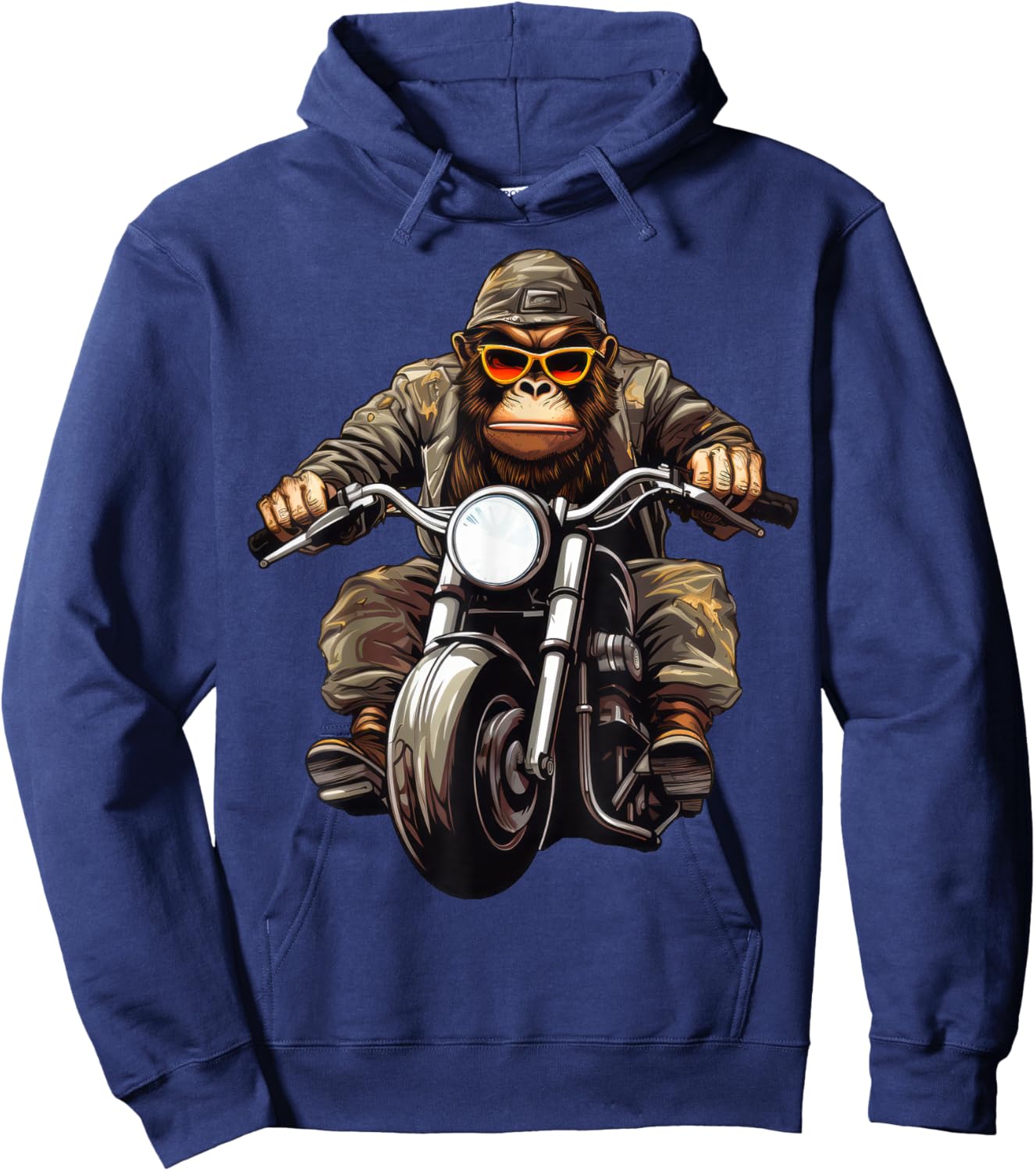 Monkey Motorcycle / Motorcyclist Monkey Hoodie - Hoodie | Navy