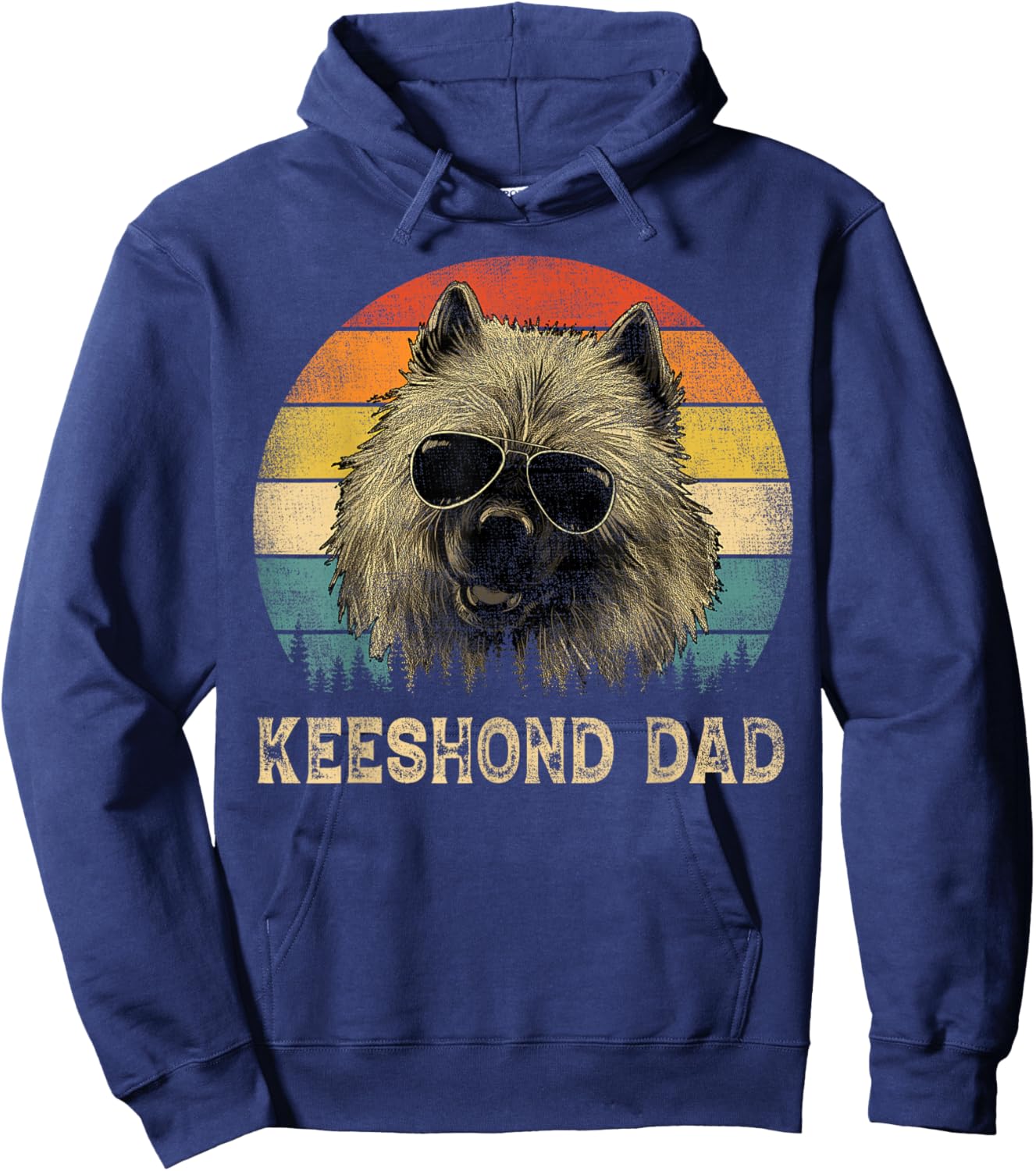 Vintage Keeshond Dad Dog Lovers Father's Day Hoodie - Hoodie | Navy