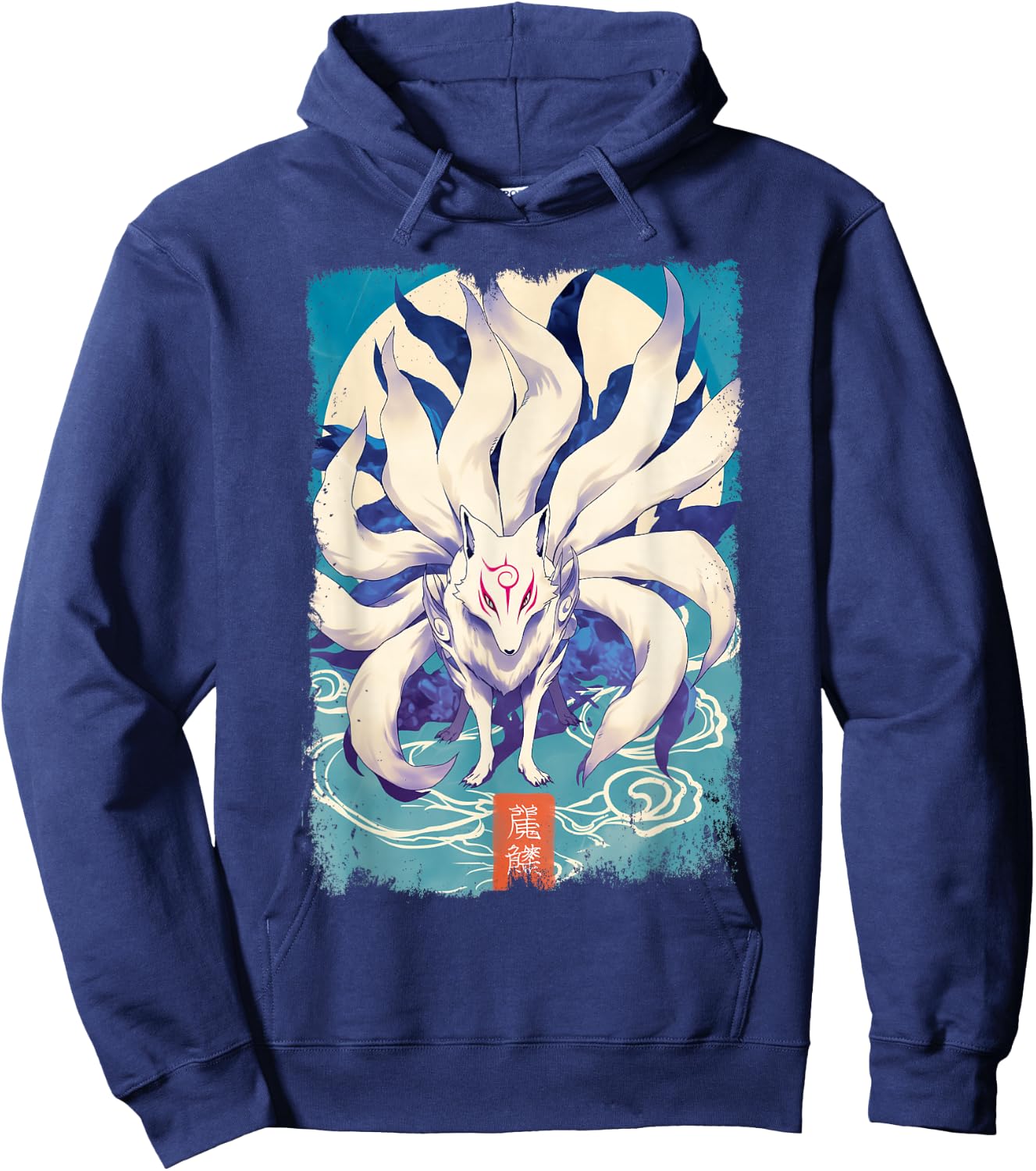 Japanese Kanji Fox Kitsune Hoodie - Hoodie | Navy