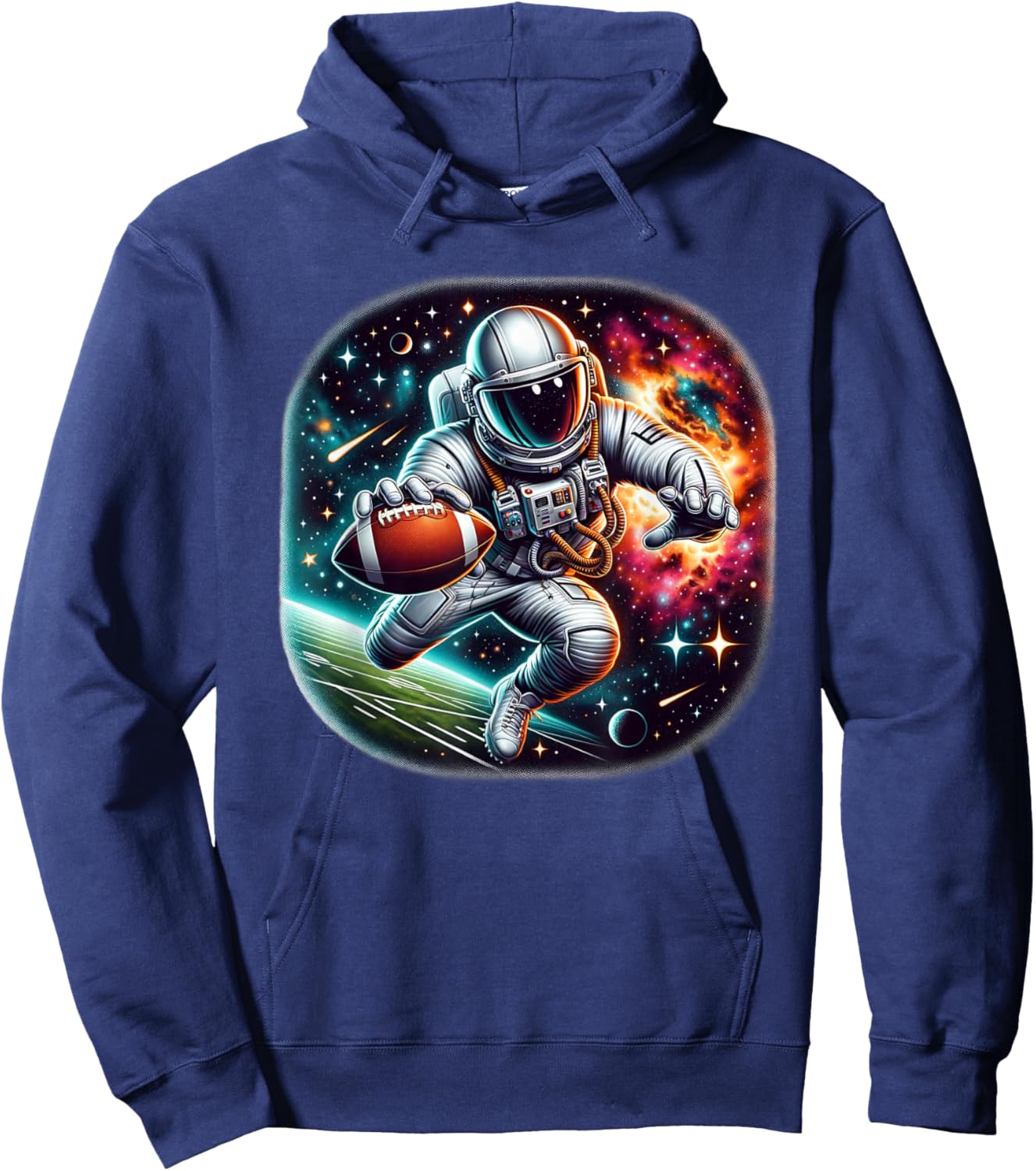 Astronaut Playing Football In Space Hoodie - Hoodie | Navy