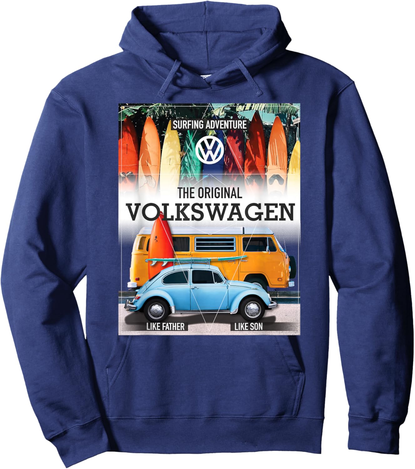 Volkswagen Surfing Adventure Beetle & Camper Hoodie - Hoodie | Navy