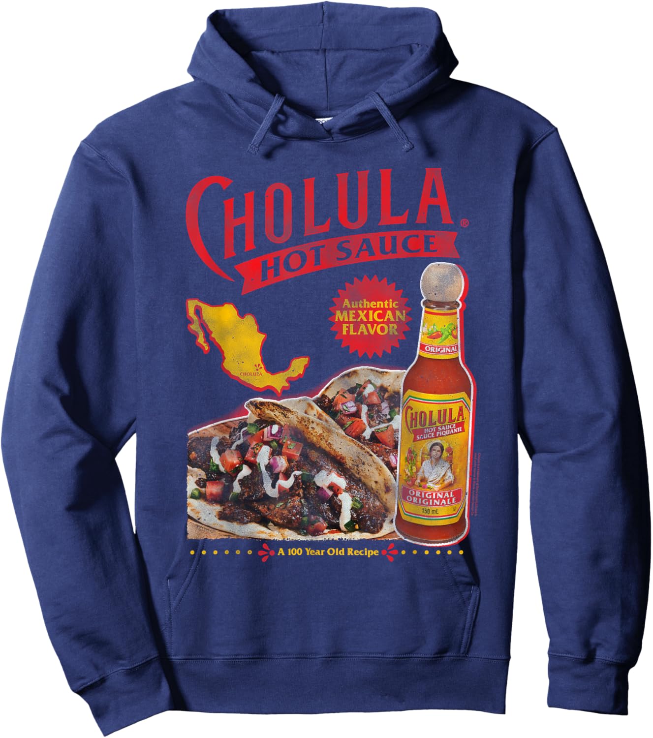 Cholula Authentic Mexican Flavor Hot Sauce Hoodie - Hoodie | Navy