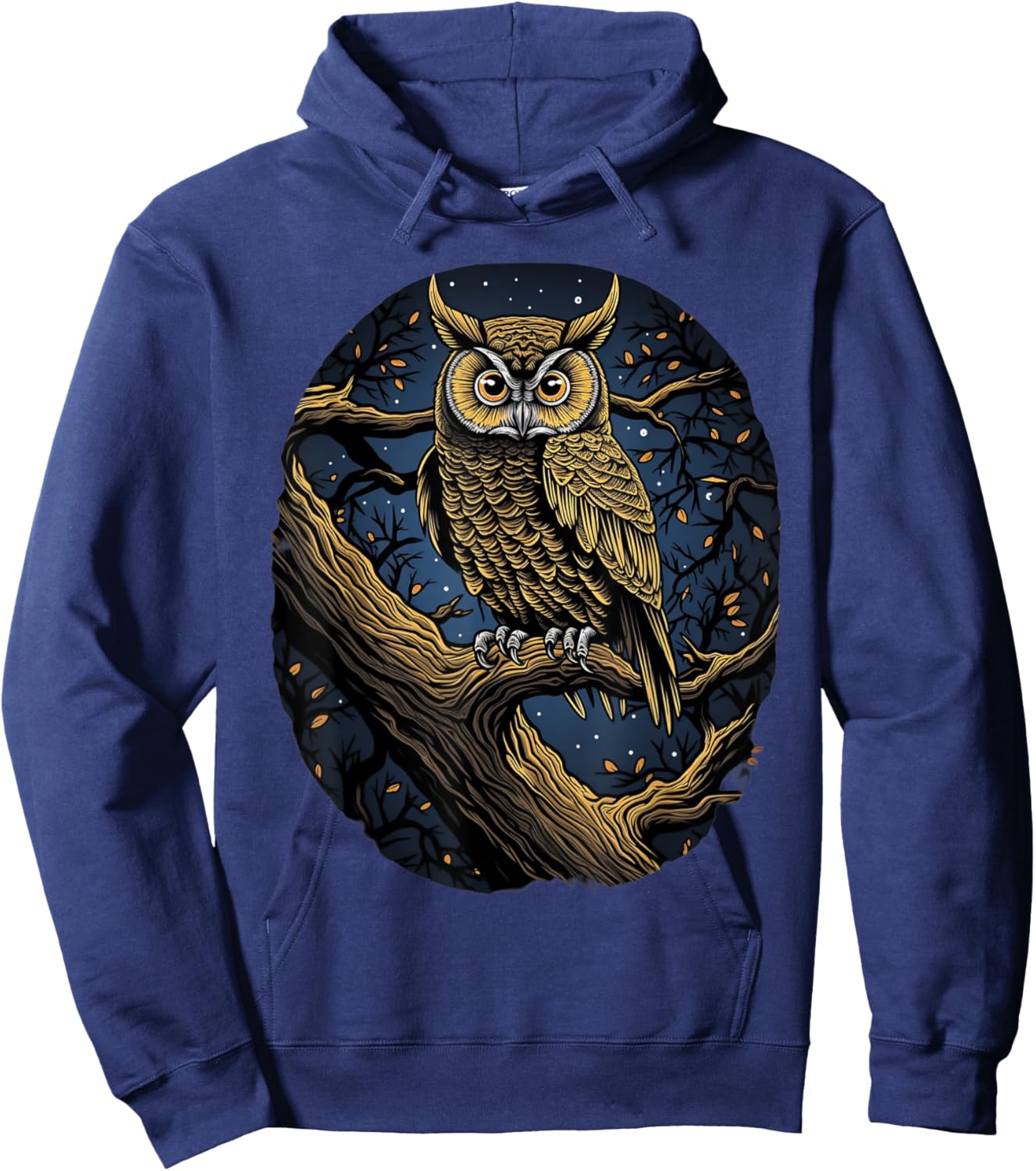Moonlit Majesty Owl Hoodie - Hoodie | Navy