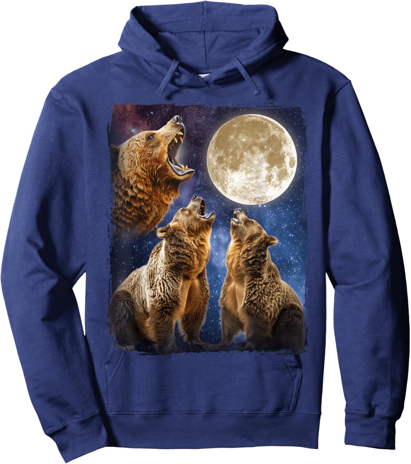 Bear Howling Moon Hoodie - Hoodie | Navy