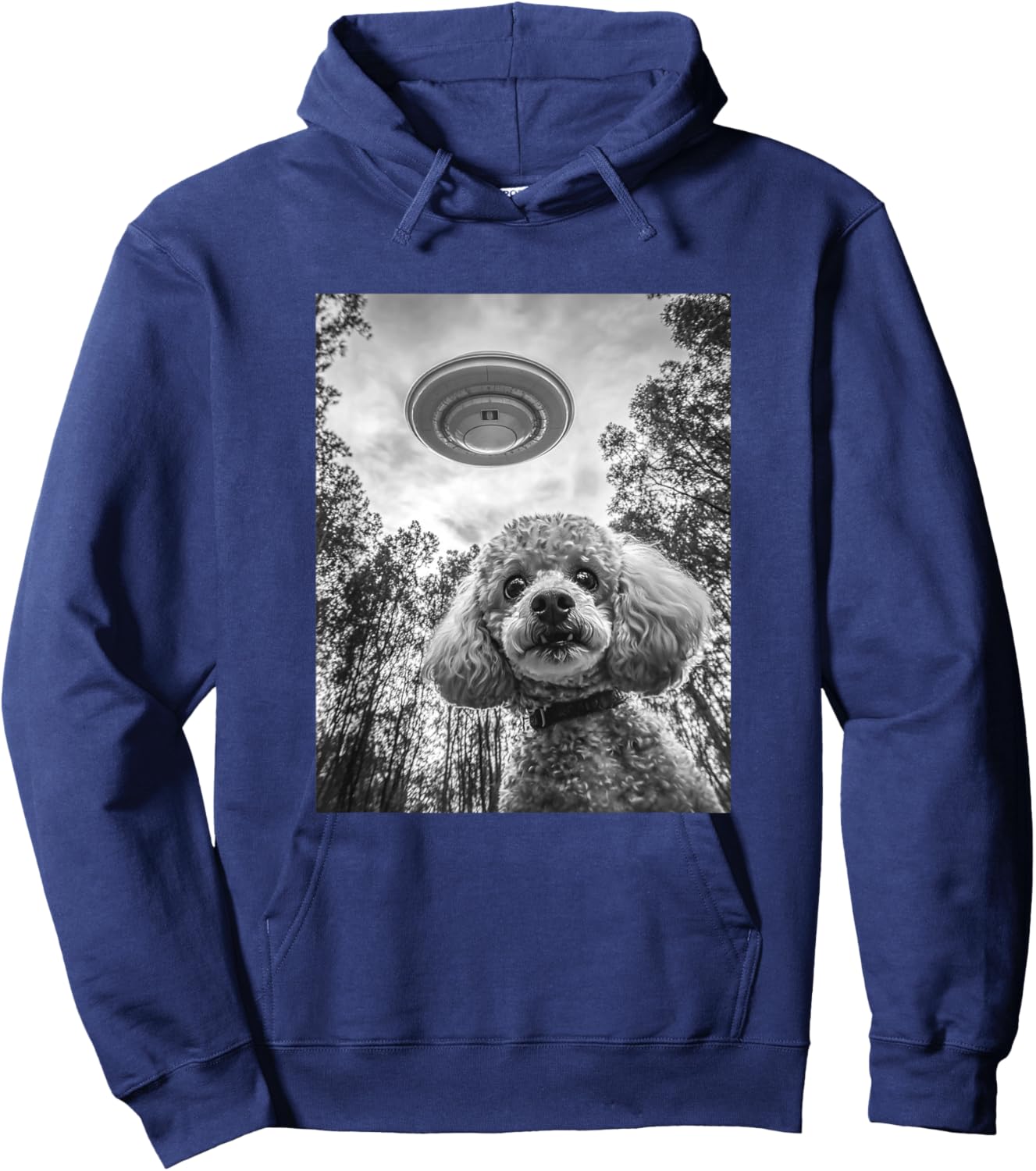 Poodle Selfie With Alien UFO Hoodie - Hoodie | Navy