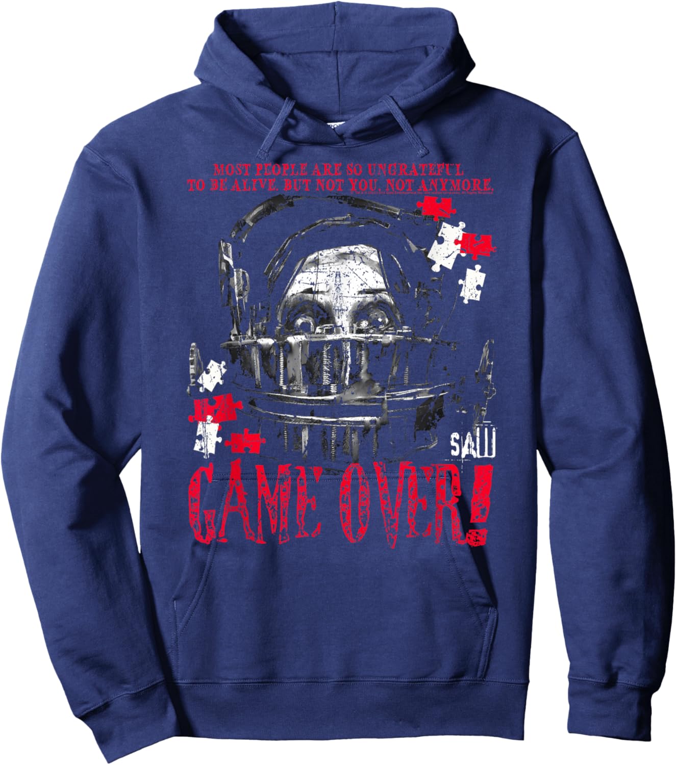 Saw Game Over Head Trap Horror Movie Hoodie - Hoodie | Navy