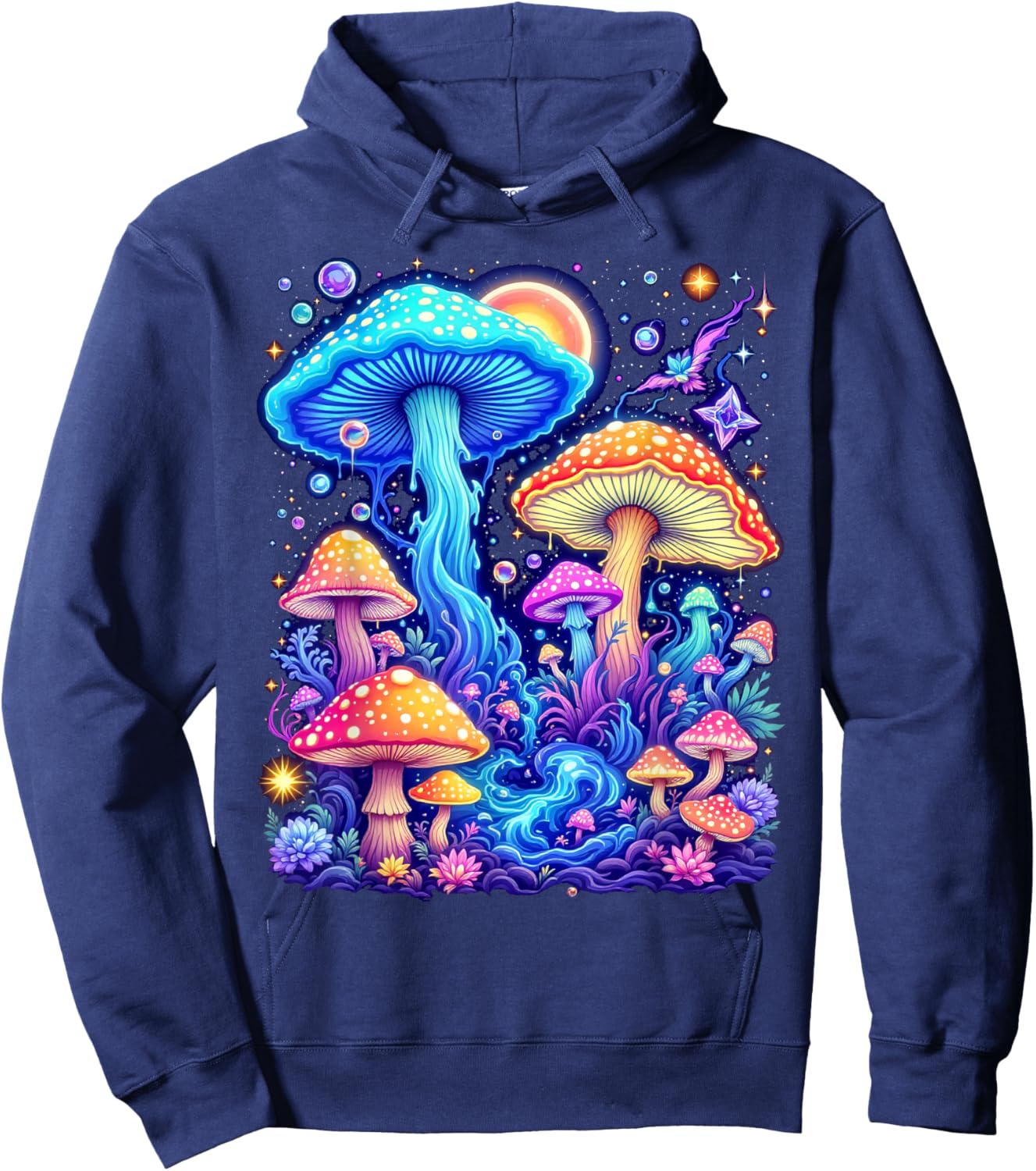 Psychedelic Mushroom , Black, S Hoodie - Hoodie | Navy