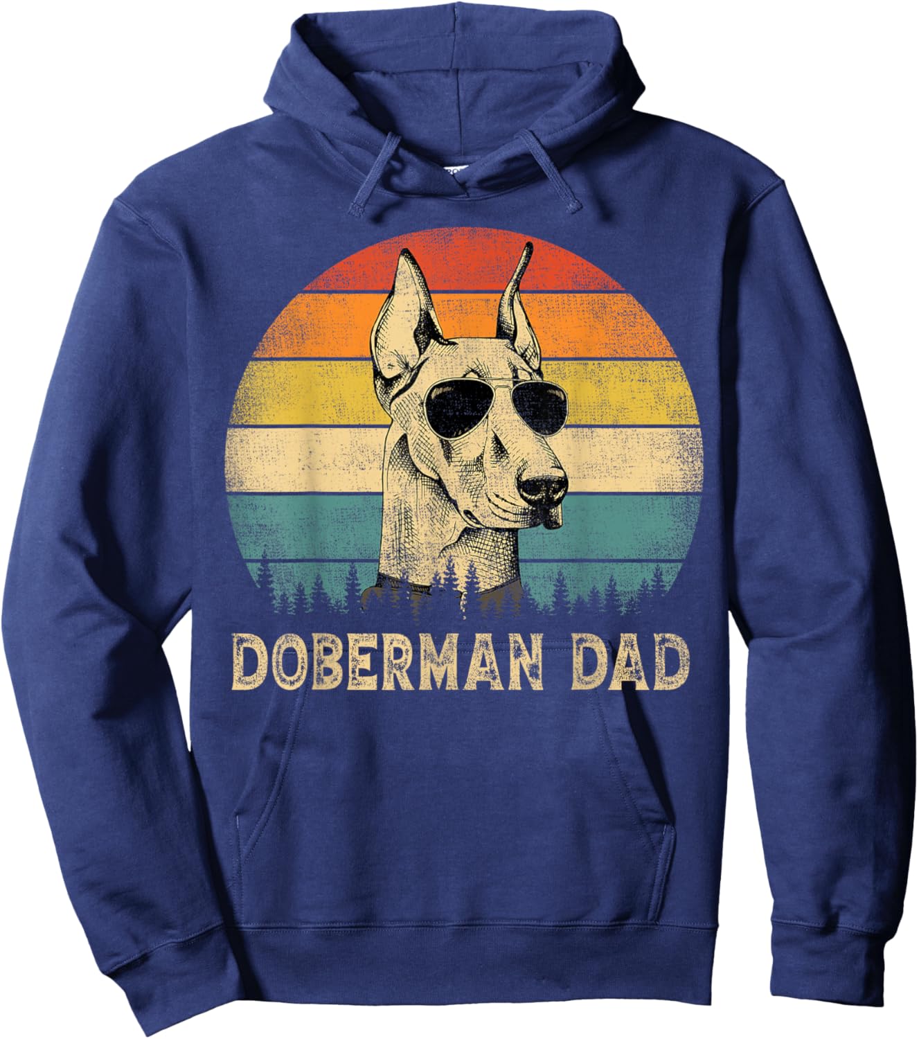 Vintage Doberman Dad Dog Lovers Father's Day Hoodie - Hoodie | Navy