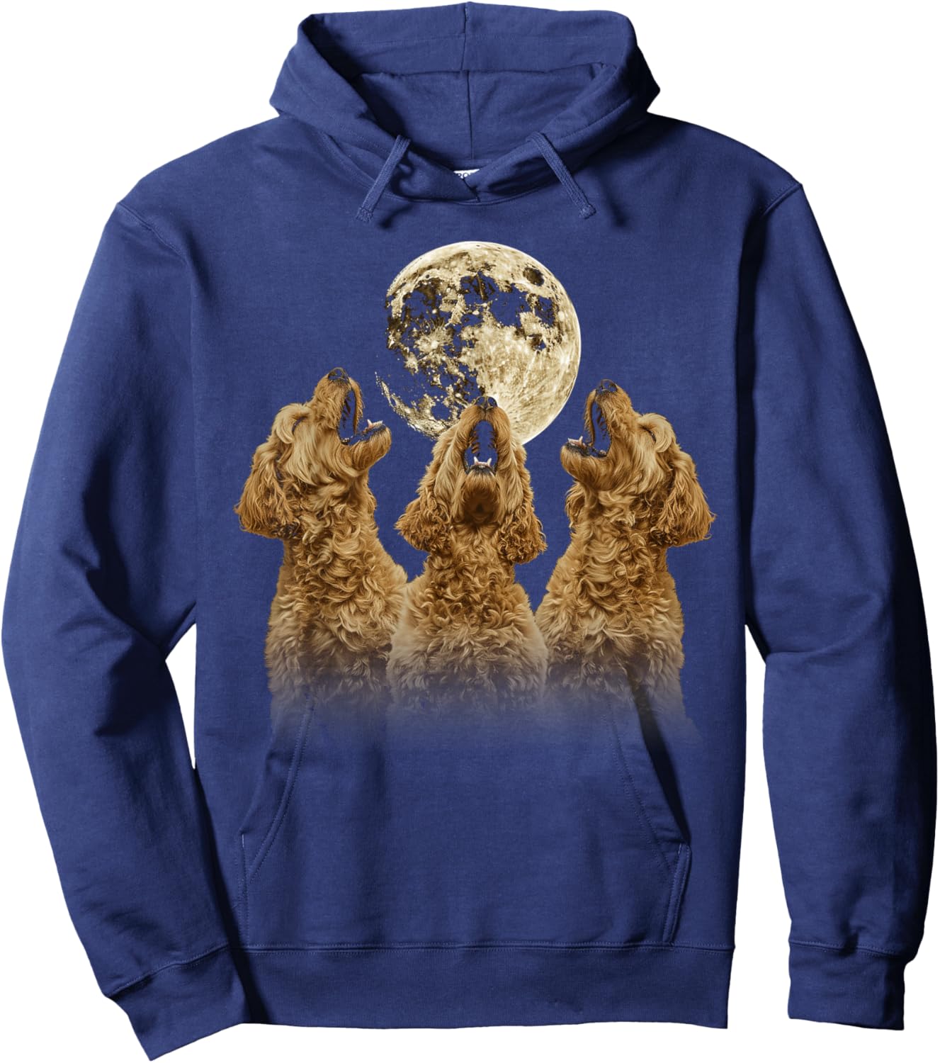 Golden Doodle Goldendoodle Dog Howling Moon Hoodie - Hoodie | Navy