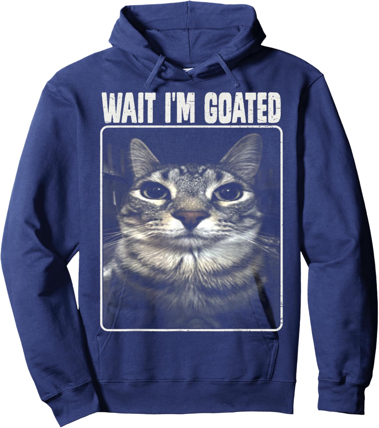 Wait I'm Goated Meme Silly Cat Women Girls Kids Hoodie - Hoodie | Navy