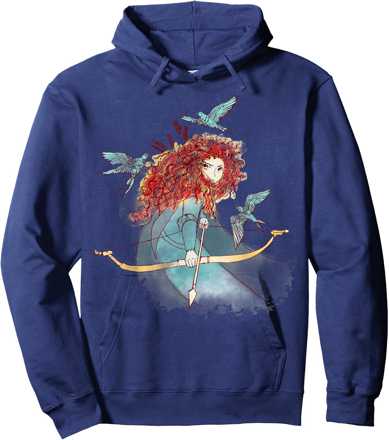 Disney Brave Merida Watercolor Sketch Portrait Hoodie - Hoodie | Navy