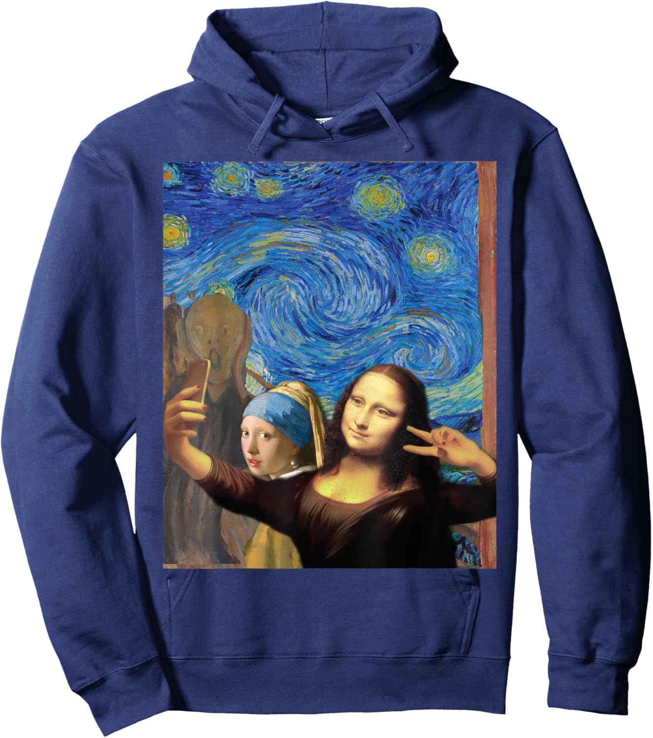 Funny Mona Lisa Selfie Hoodie - Hoodie | Navy