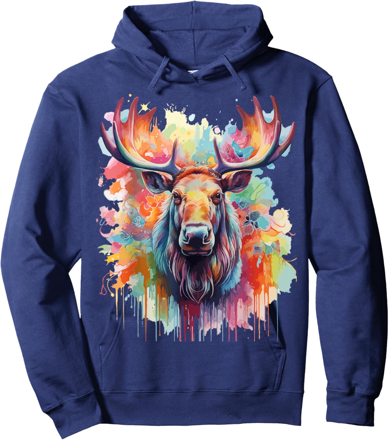 Pop Art Moose Lovers Design Funny Moose Hoodie - Hoodie | Navy
