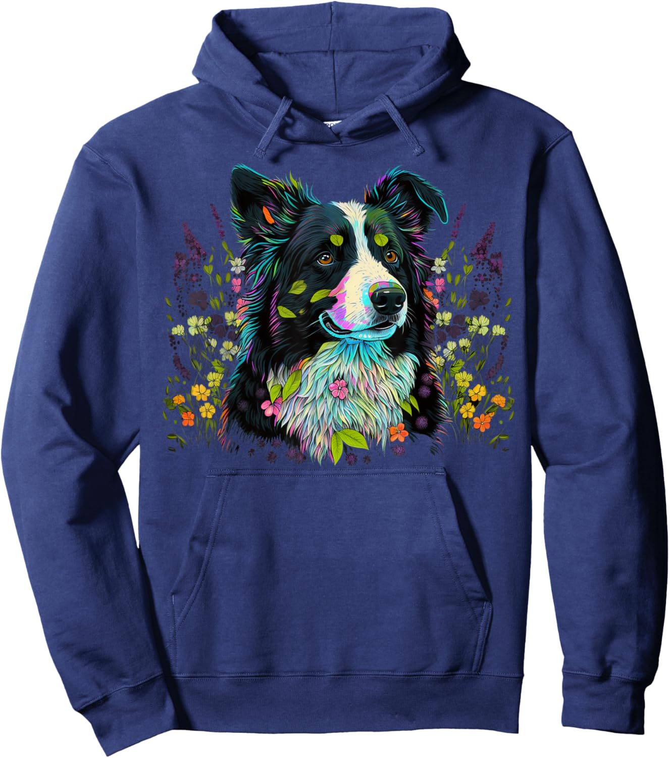 Cute Flower summer Floral Border Collie Hoodie - Hoodie | Navy