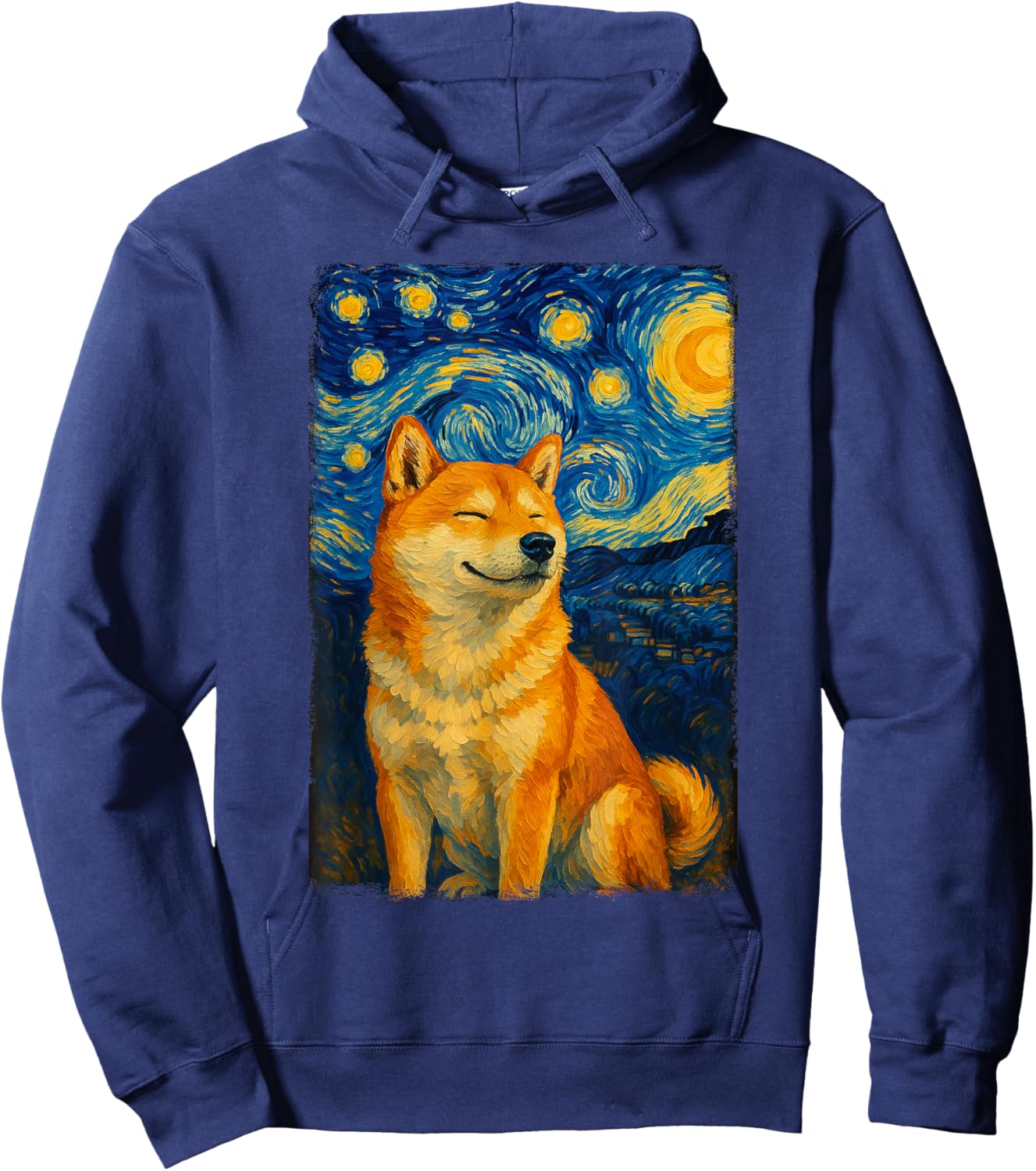 Shiba Inu Under Starry Sky Art Dog Aesthetic Hoodie - Hoodie | Navy