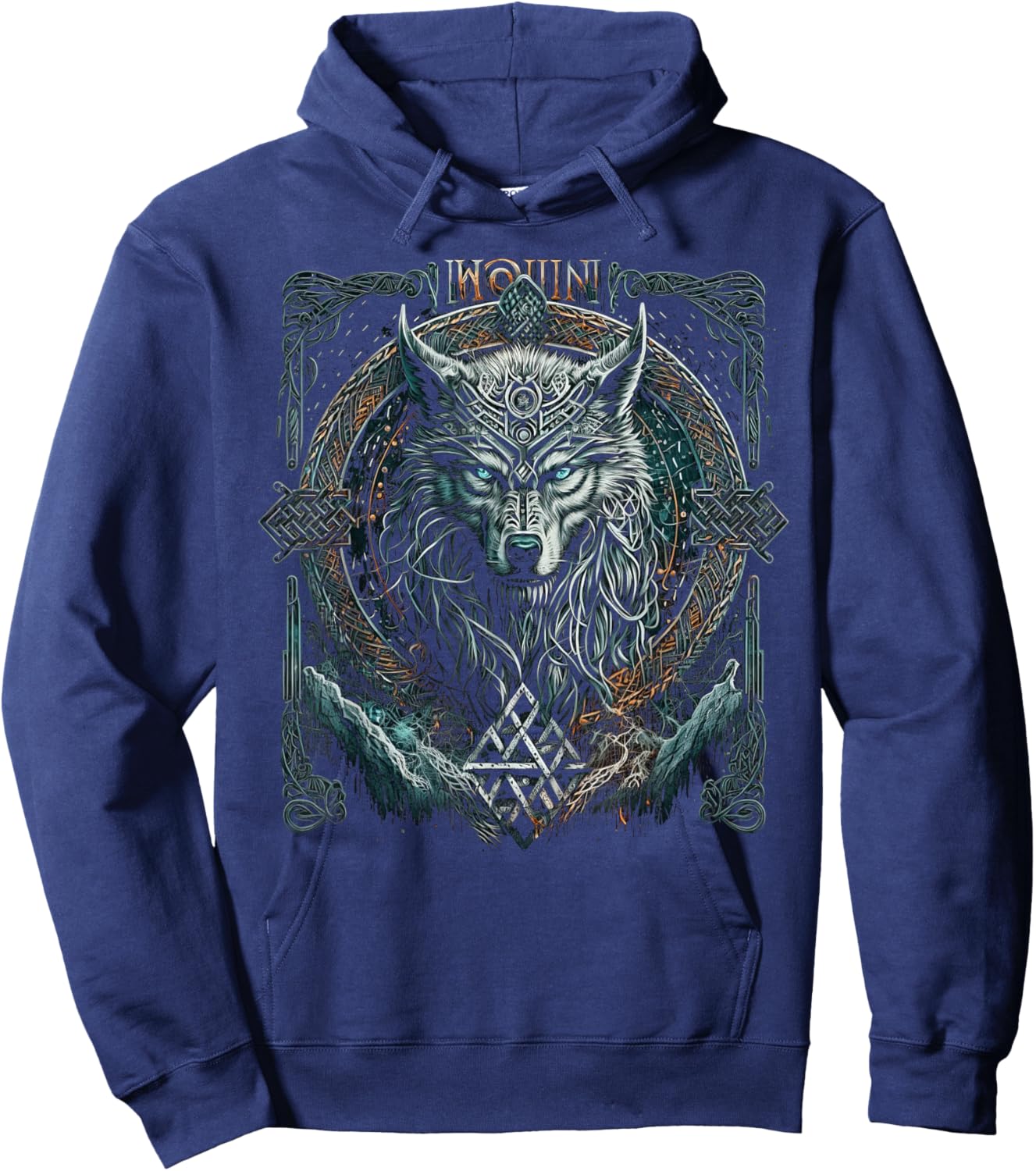 Odin's Wolf Northman Valhalla Norse Mythology Hoodie - Hoodie | Navy