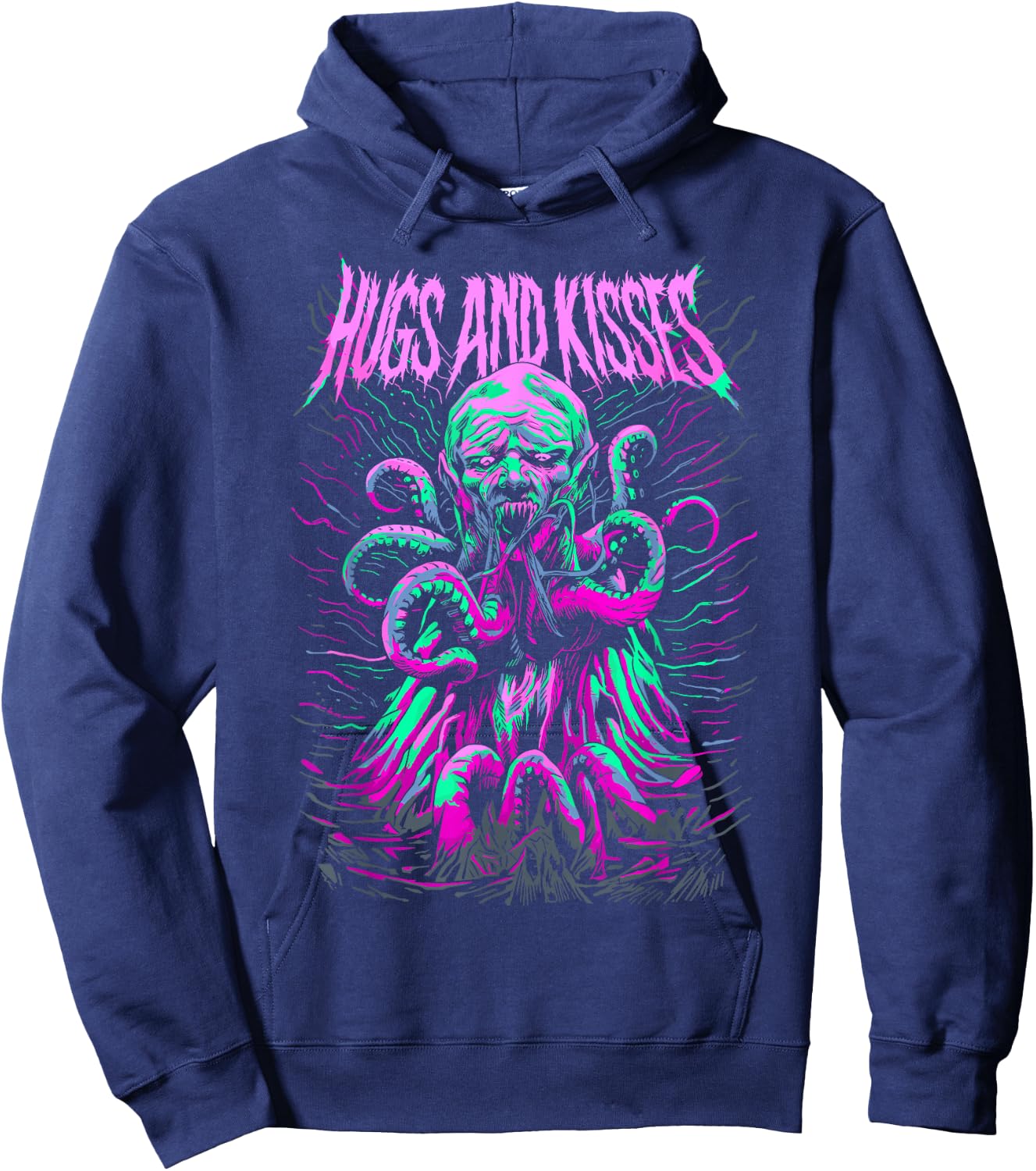Hug and Kisses Blegh Deathcore Metalcore Ironic Hoodie - Hoodie | Navy