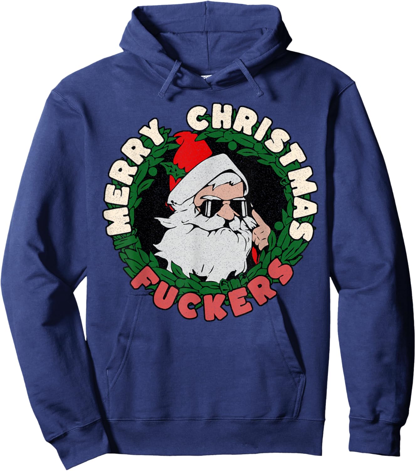 Santa Merry Christmas Fuckers Hoodie - Hoodie | Navy
