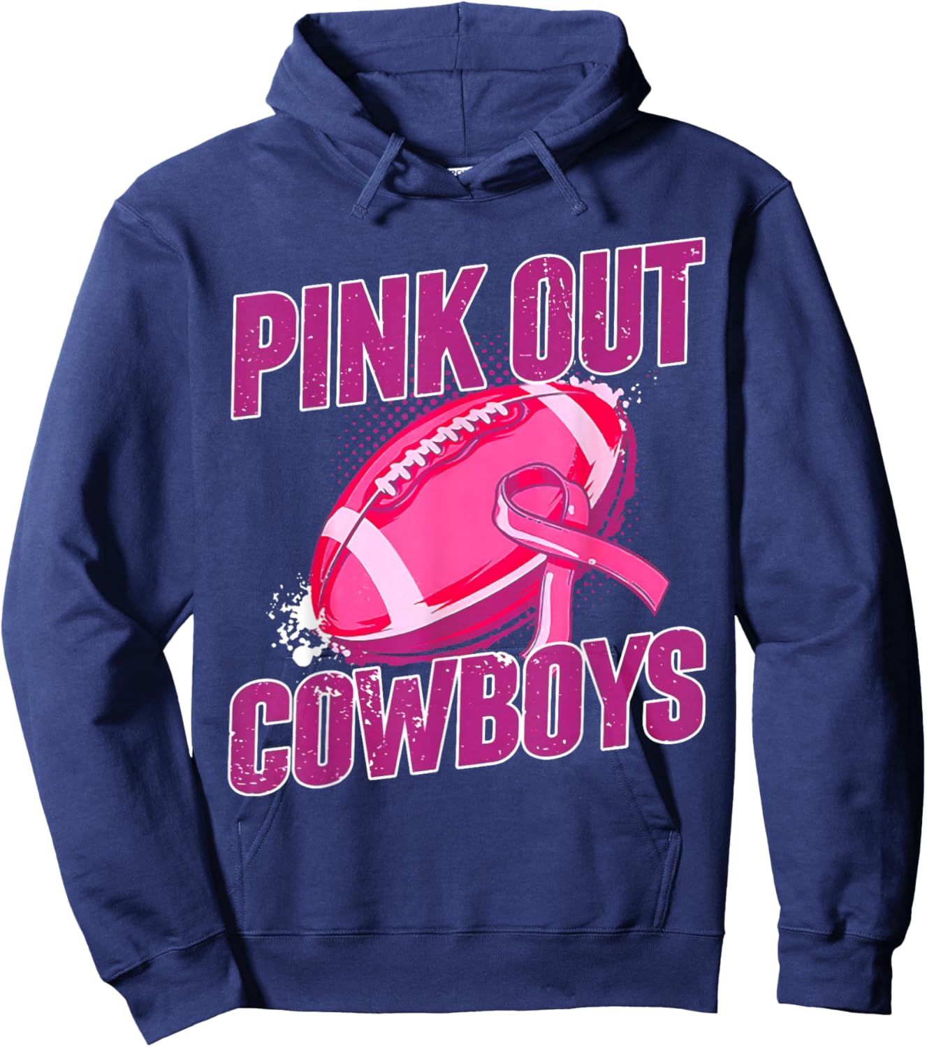 Cowboys Pink Out Football Tackle Breast Cancer Hoodie - Hoodie | Navy
