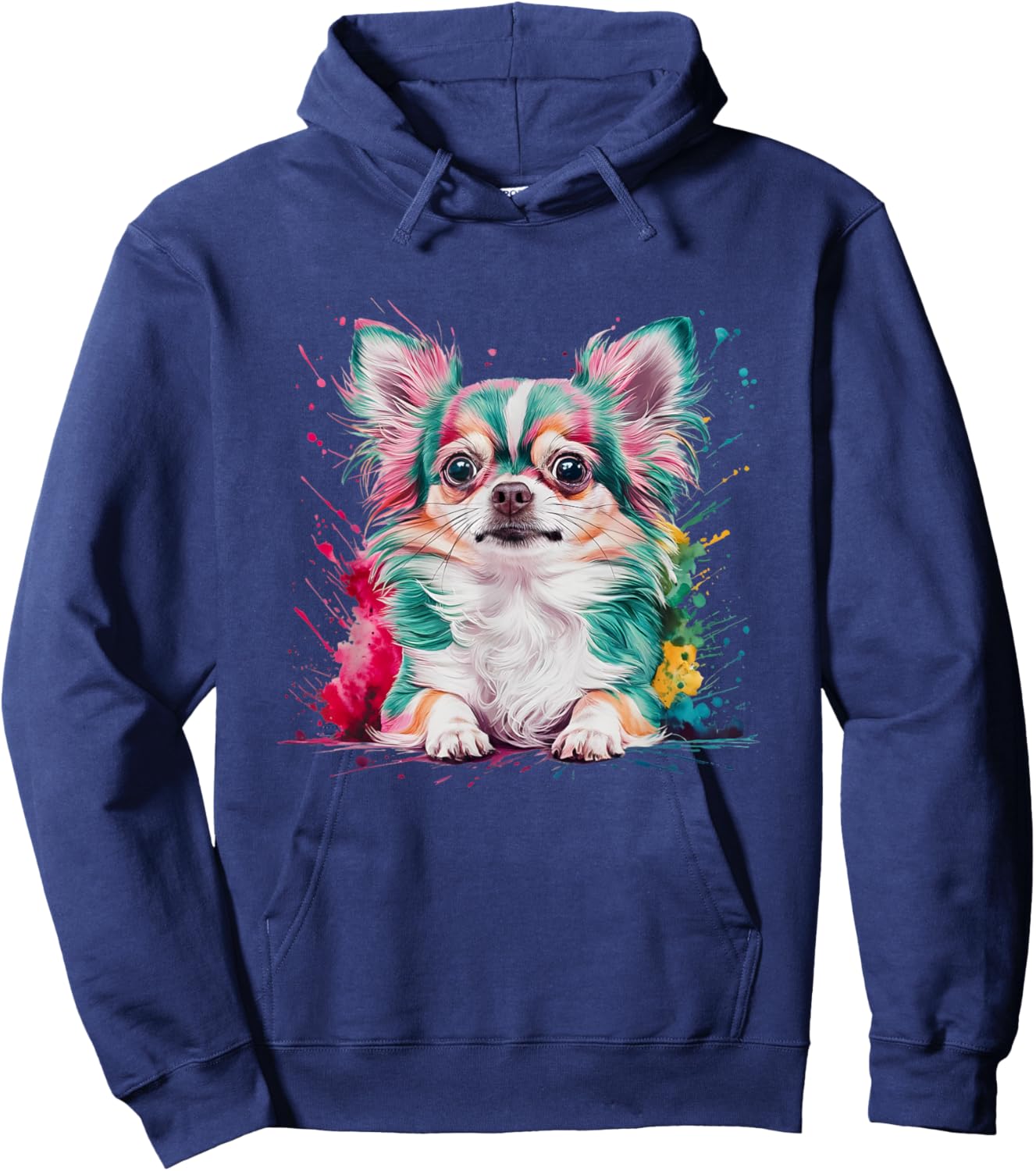 Men Woman Colorful Watercolor Chihuahua Hoodie - Hoodie | Navy