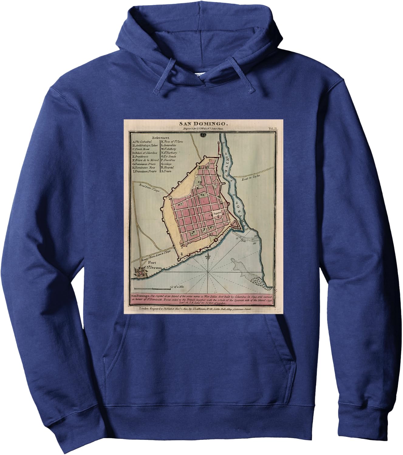 Santo Domingo Dominican Republic Map Hoodie - Hoodie | Navy