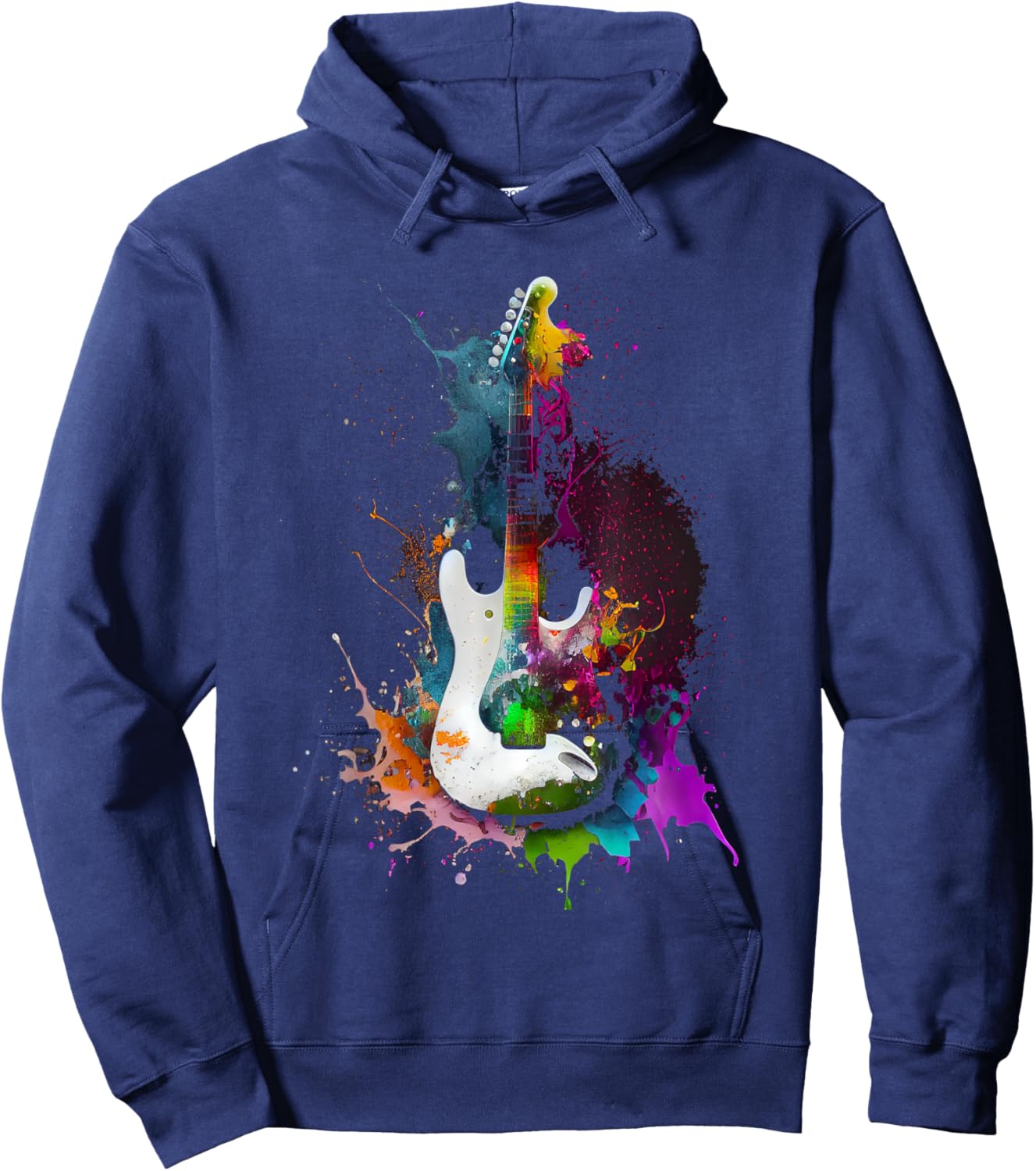 Guitar Musician Electric Guitars Player Gifts for Guitarist, Women's -Adults, Black, Small, Short Sleeve, , Classic Fit, Cotton 65% Polyester 35% Hoodie - Hoodie | Navy