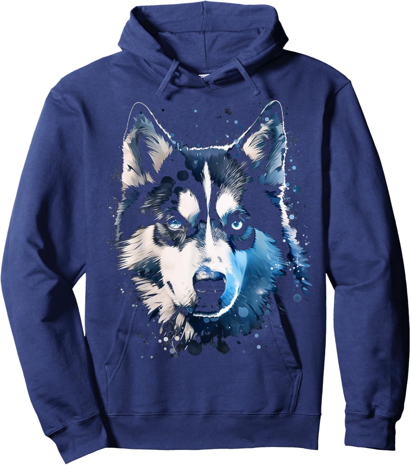 Husky Motif Pet Illustration Dog Husky Hoodie - Hoodie | Navy