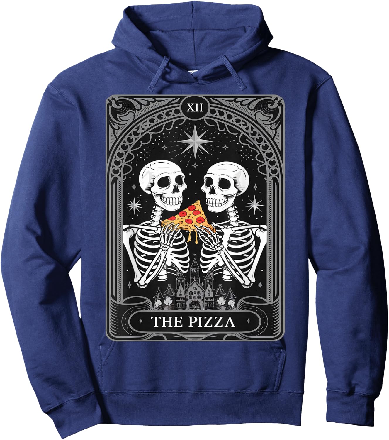 The Pizza Vintage Pizza Slice Tarot Card Hoodie - Hoodie | Navy