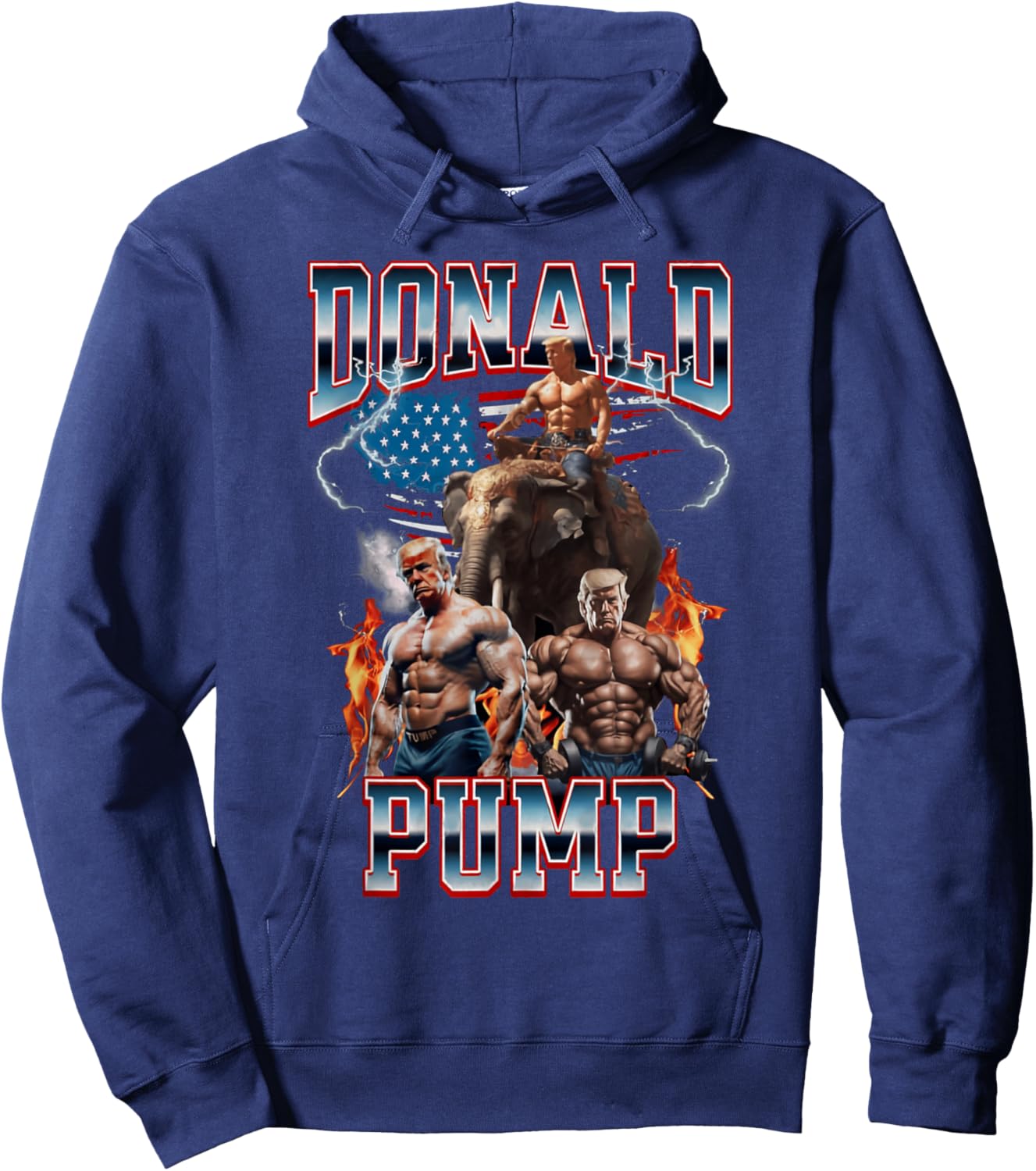 Donald Pump Vintage Gym Trump Meme Hoodie - Hoodie | Navy