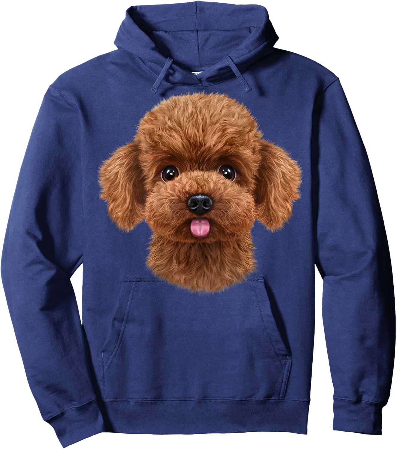 Apricot Toy Poodle Dog Face Hoodie - Hoodie | Navy