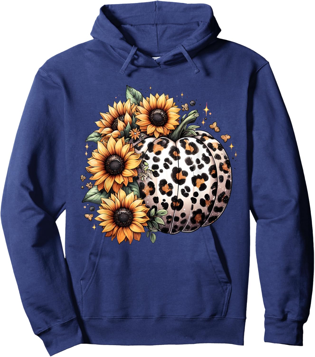 Pumpkin Leopard Sunflower Fall Lover Autumn Hoodie - Hoodie | Navy