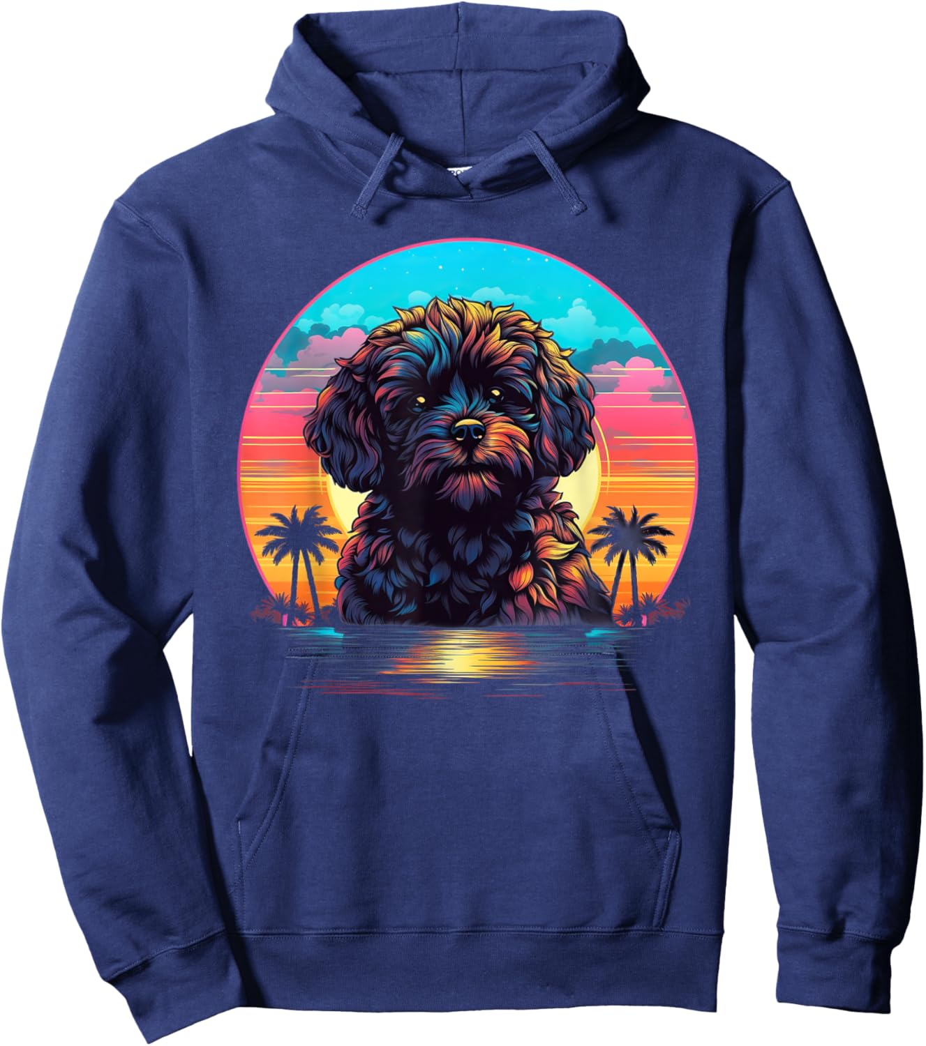 Retro Sunset Shih-Poo Dog Hoodie - Hoodie | Navy
